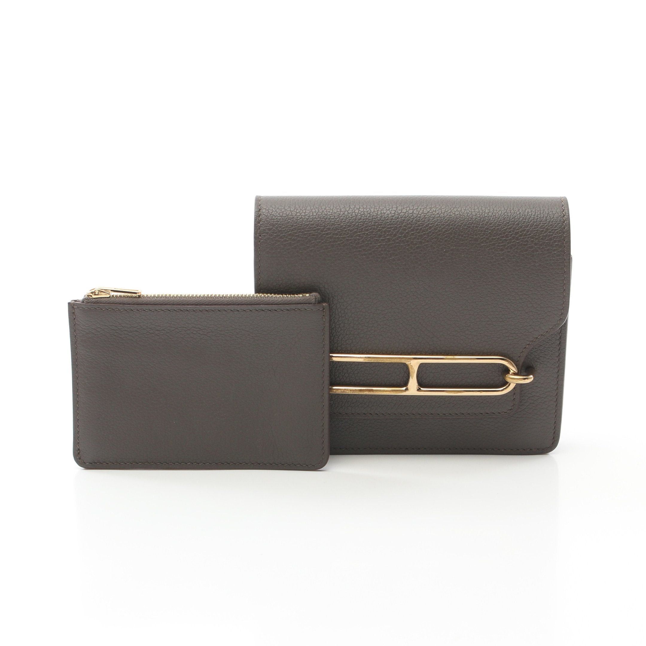 Hermes Hermes Lawris Ruri Slim Ethane Bi-Fold Wallet Evercolor Gray Gold Hardware Z Stamp Size ONE SIZE - 6 Thumbnail