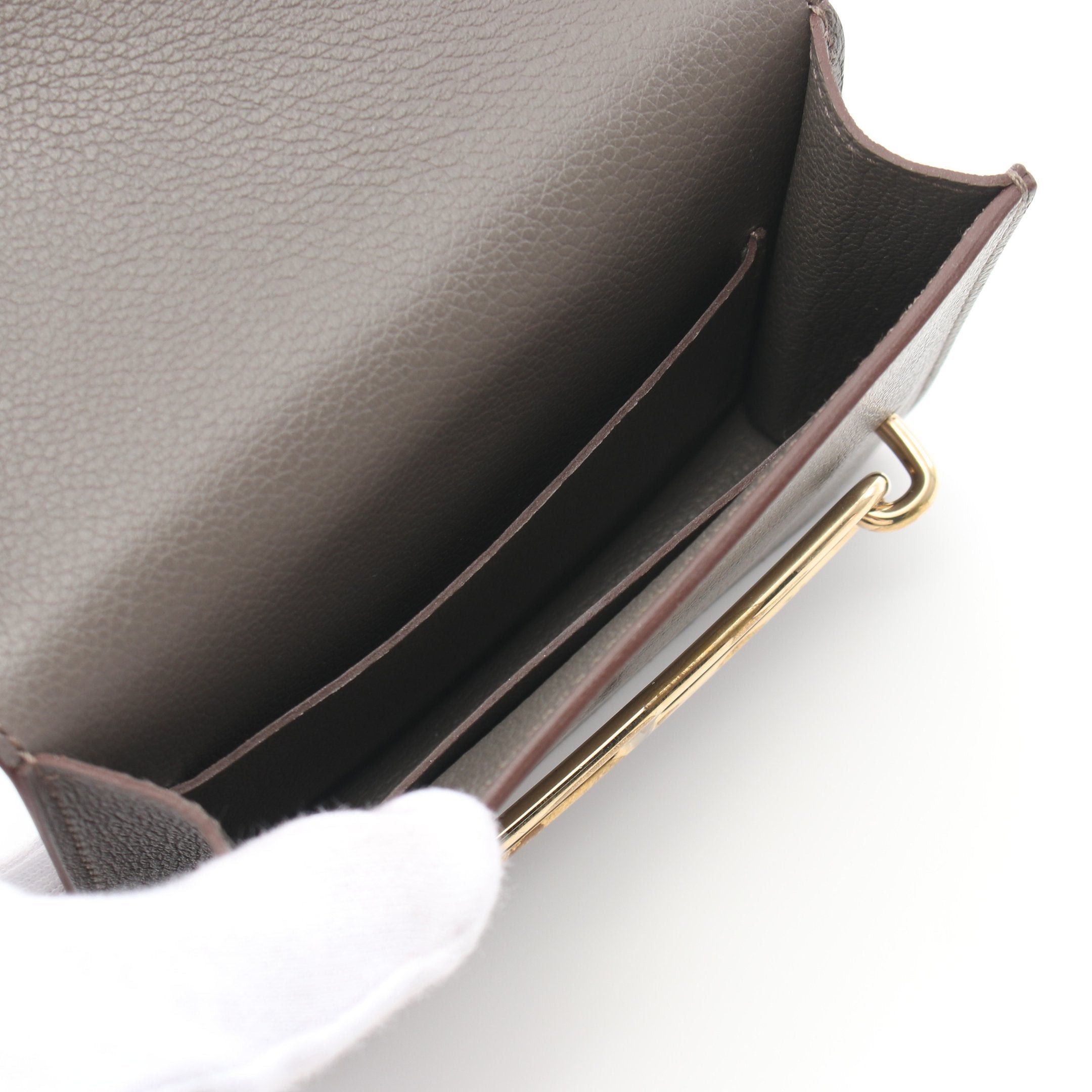 Hermes Hermes Lawris Ruri Slim Ethane Bi-Fold Wallet Evercolor Gray Gold Hardware Z Stamp Size ONE SIZE - 3 Thumbnail