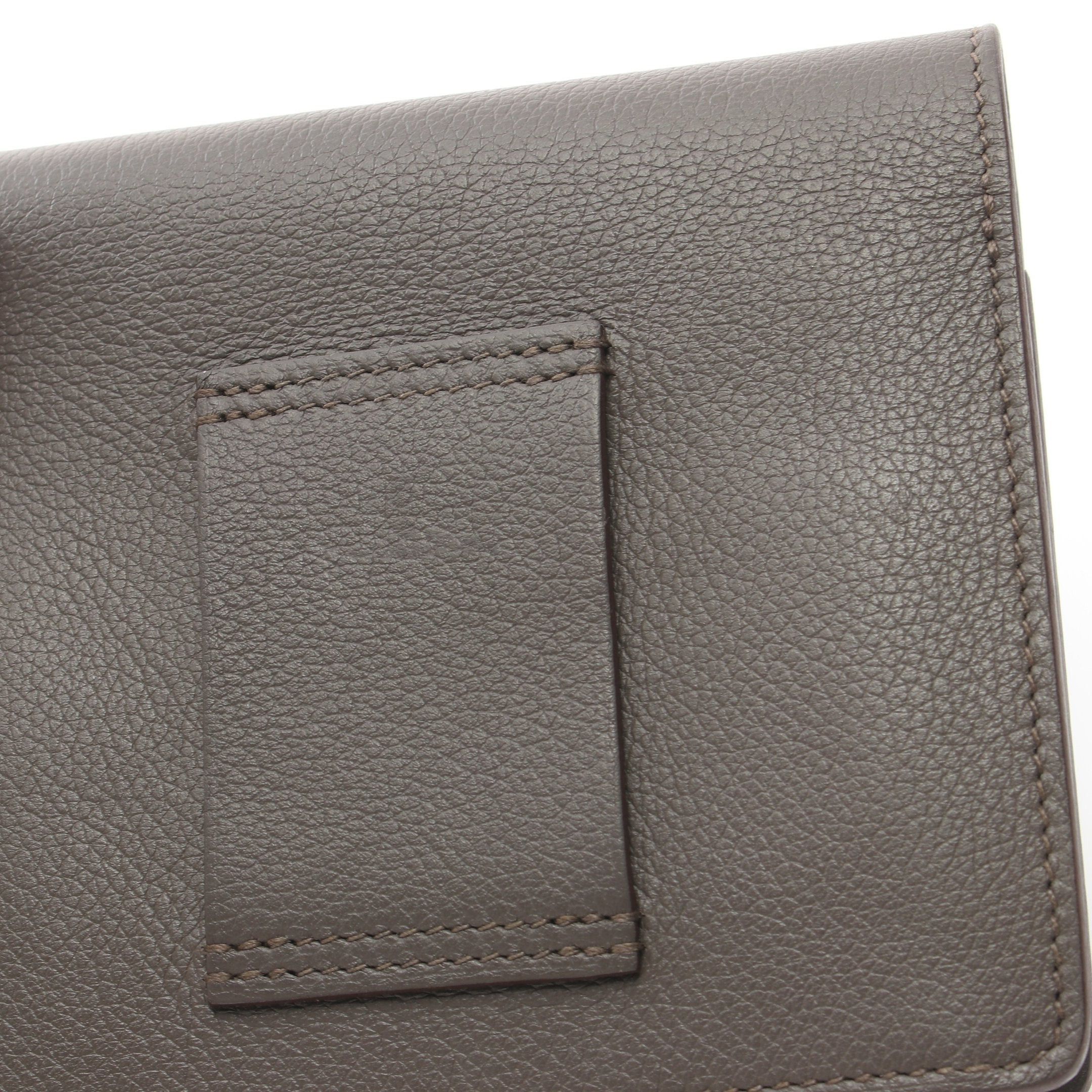 Hermes Hermes Lawris Ruri Slim Ethane Bi-Fold Wallet Evercolor Gray Gold Hardware Z Stamp Size ONE SIZE - 8 Thumbnail