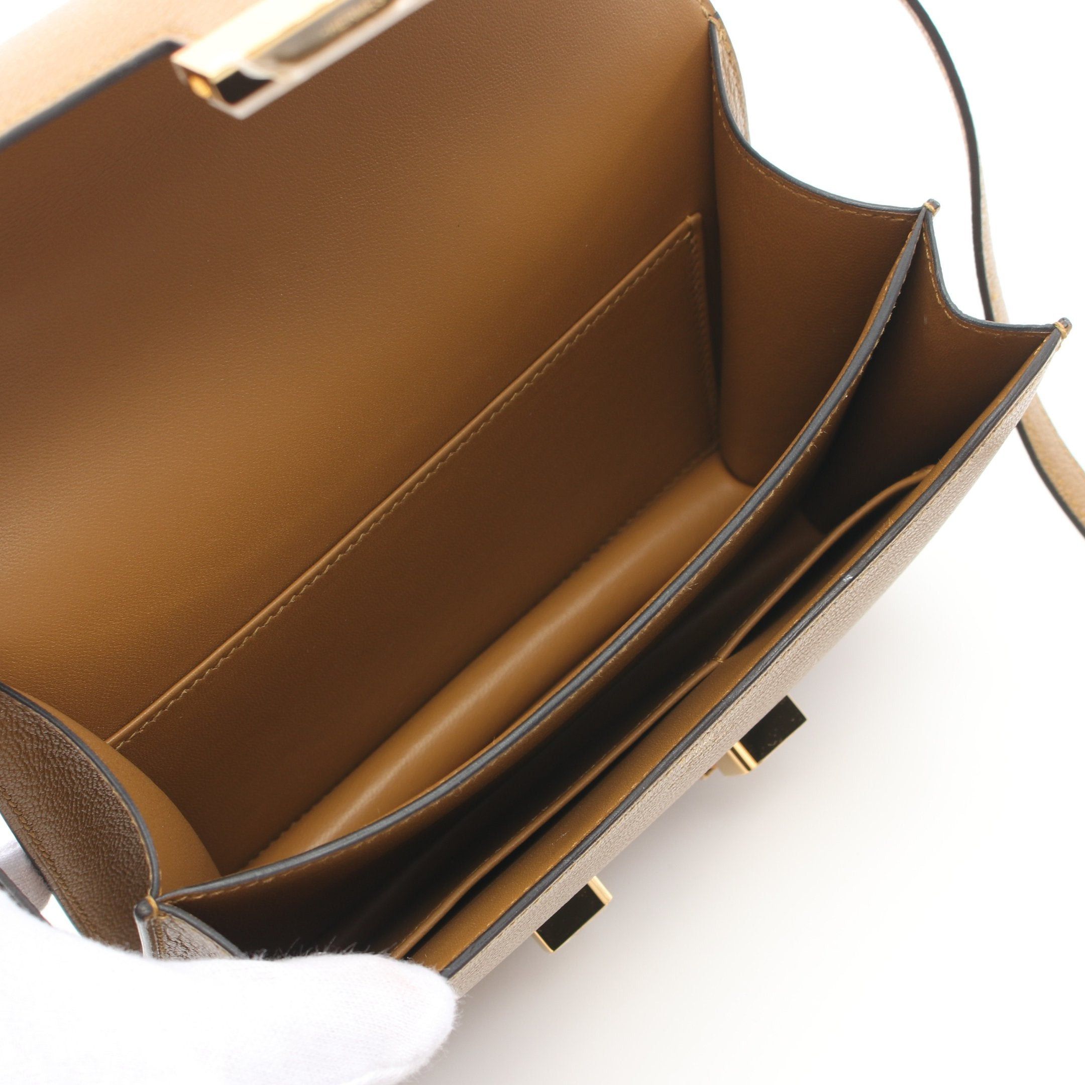 Hermes Hermes Constance 3 Mini Craft Shoulder Bag Chevre Light Brown Gold Hardware Double Engraved Size ONE SIZE - 3 Thumbnail