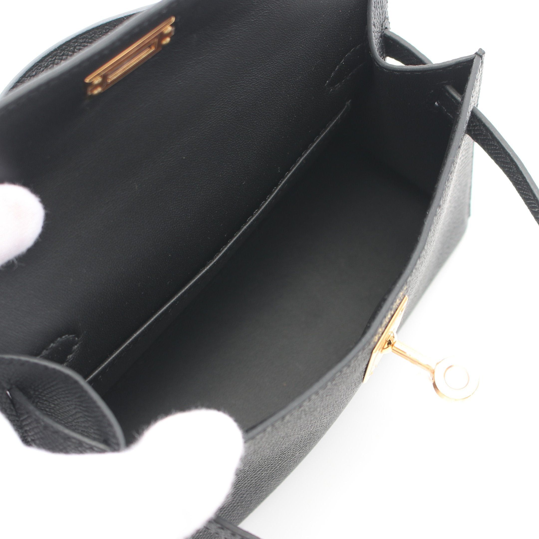 Hermes Hermes Mini Kelly 2 Handbag Veau Epsom Black Gold Hardware Double Engraved Size ONE SIZE - 3 Thumbnail