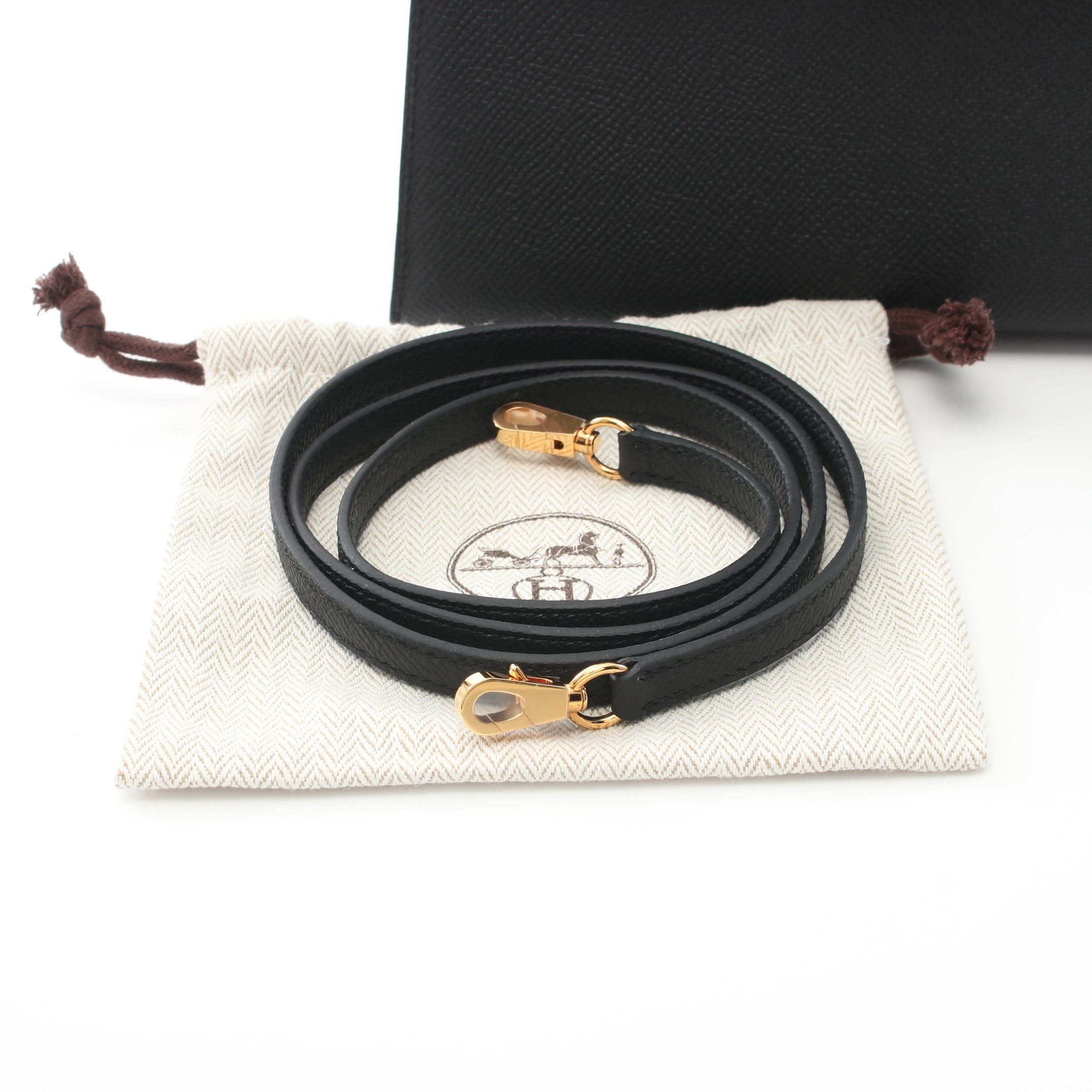 Hermes Hermes Mini Kelly 2 Handbag Veau Epsom Black Gold Hardware Double Engraved Size ONE SIZE - 6 Thumbnail