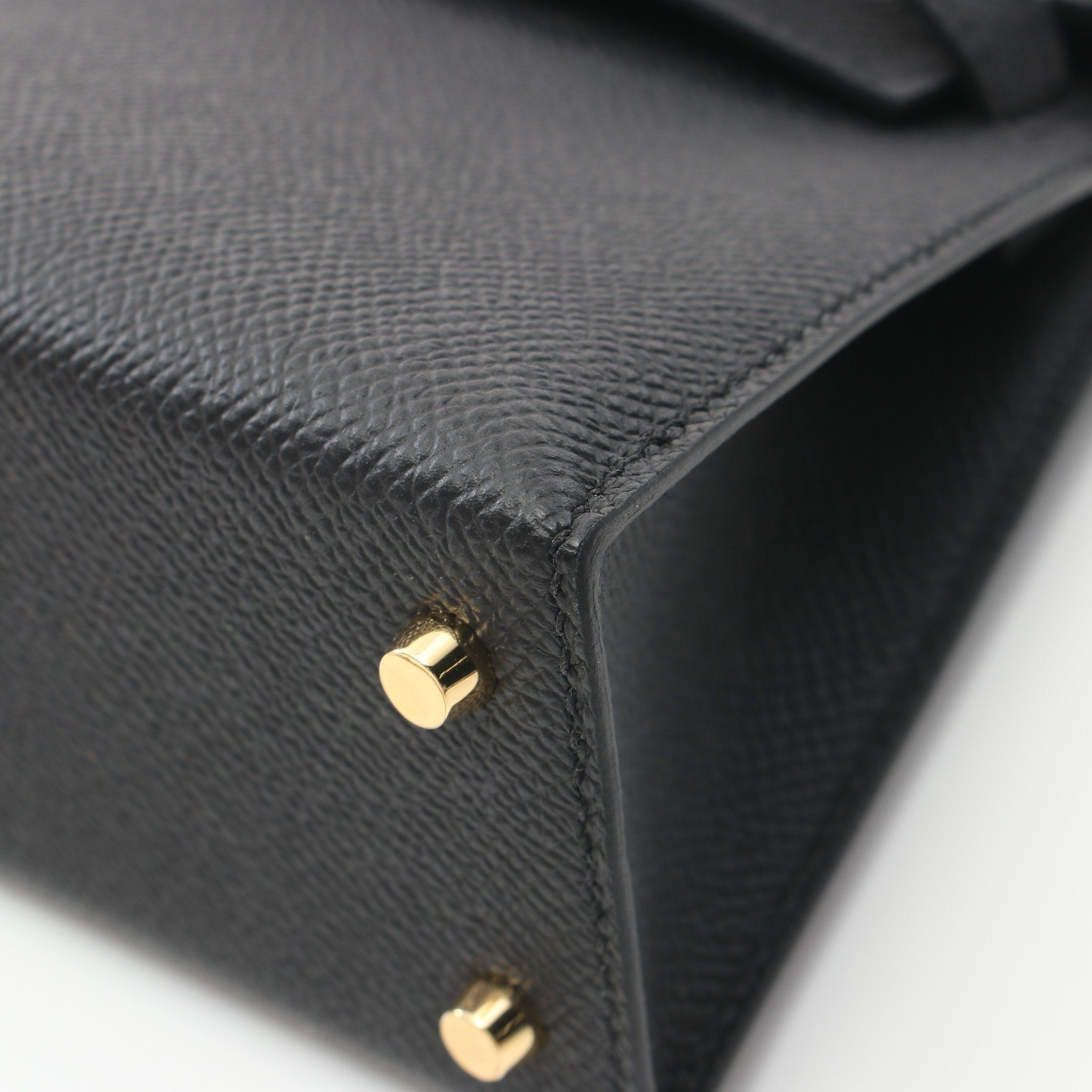 Hermes Hermes Mini Kelly 2 Handbag Veau Epsom Black Gold Hardware Double Engraved Size ONE SIZE - 7 Thumbnail