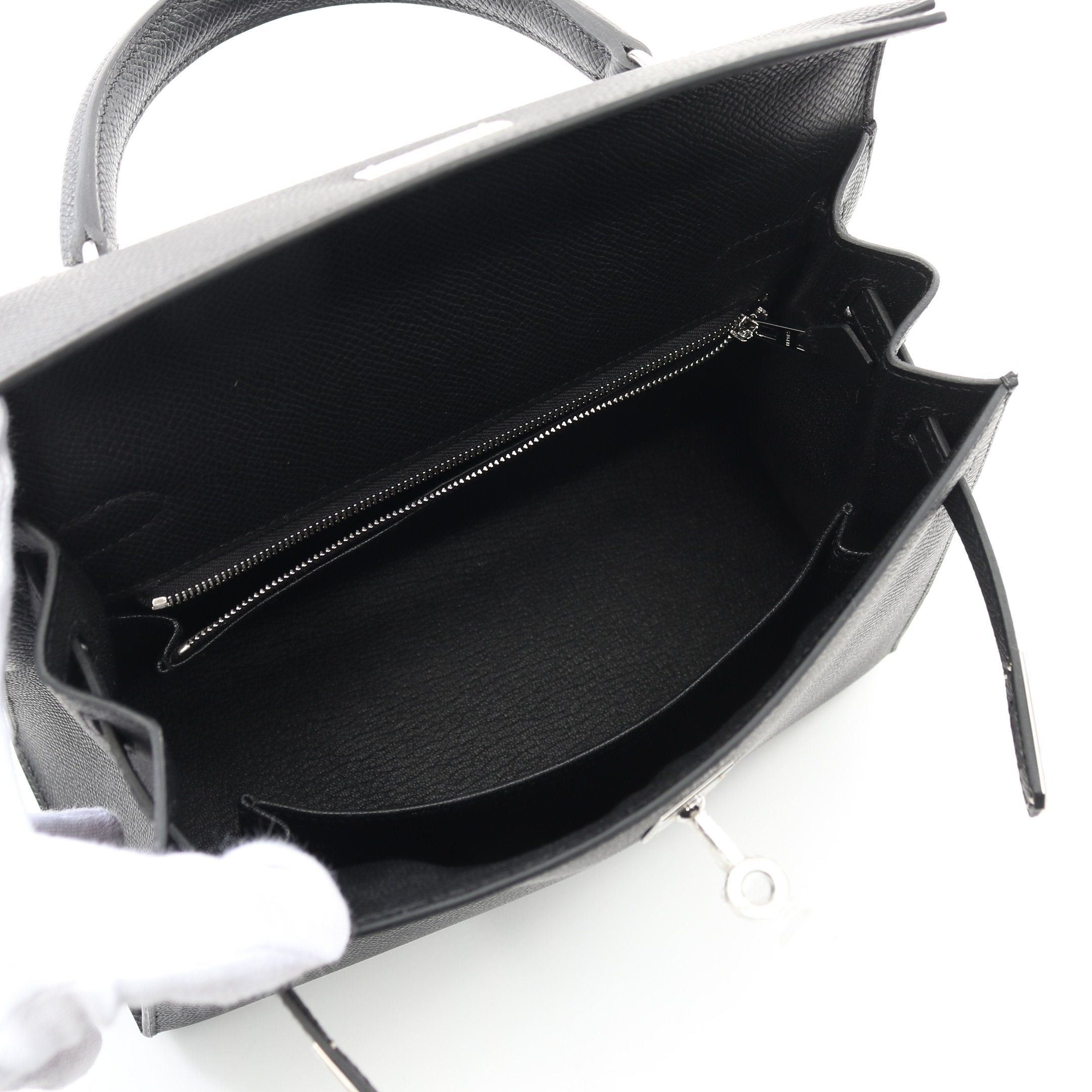 Hermes Hermes Kelly 25 Handbag Veau Epsom Black Silver Hardware Outside Sewing Double Engraved Size ONE SIZE - 3 Thumbnail