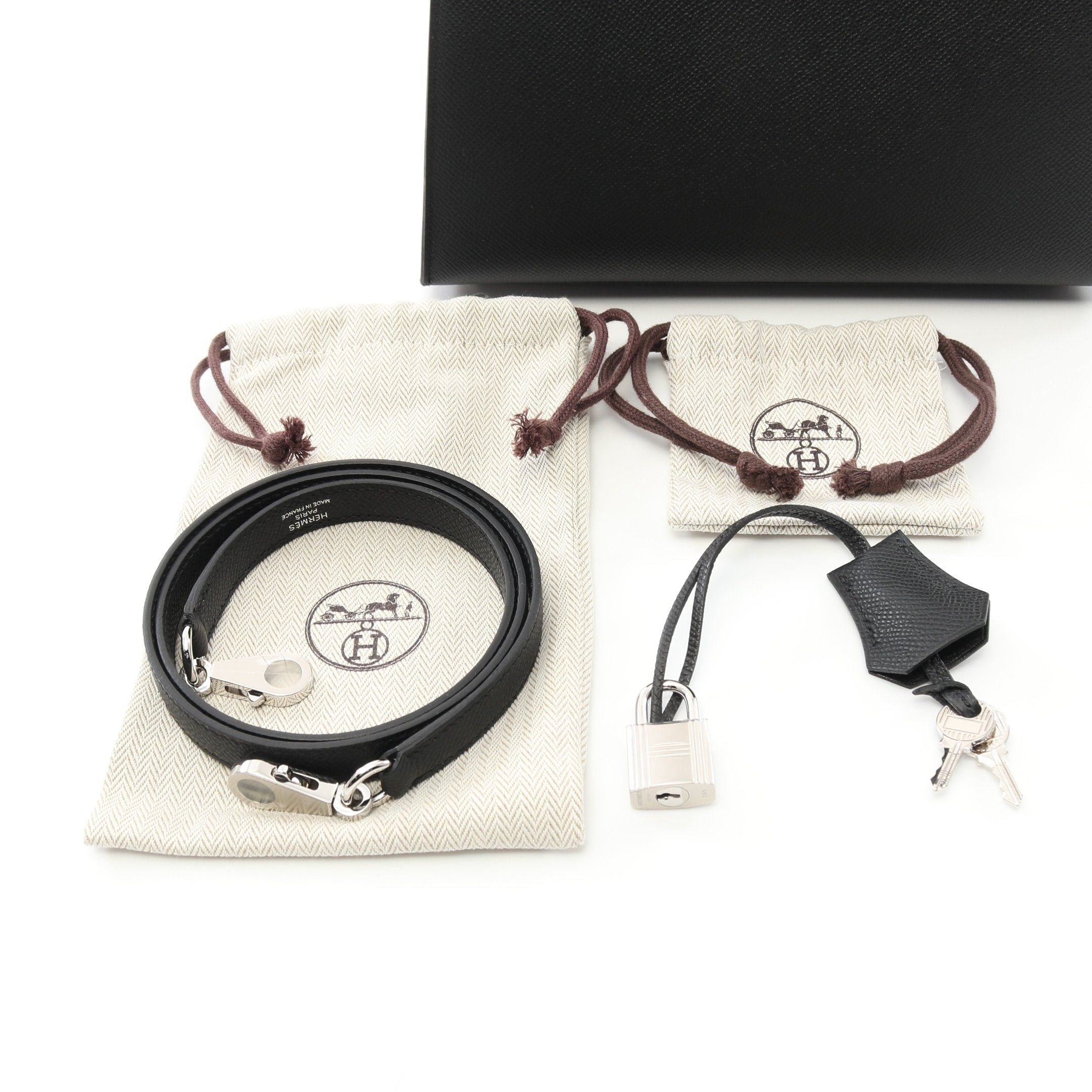 Hermes Hermes Kelly 25 Handbag Veau Epsom Black Silver Hardware Outside Sewing Double Engraved Size ONE SIZE - 6 Thumbnail