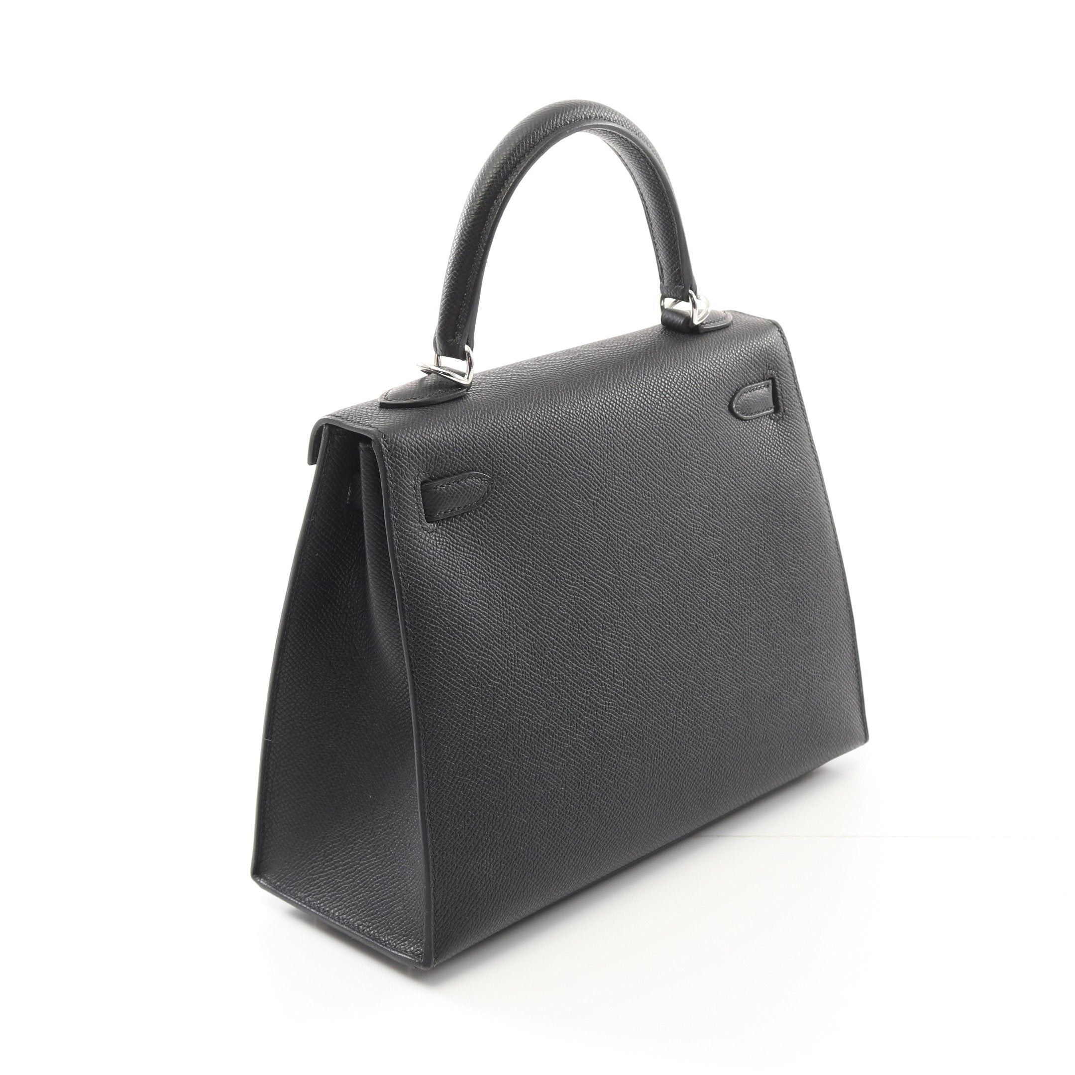 Hermes Hermes Kelly 25 Handbag Veau Epsom Black Silver Hardware Outside Sewing Double Engraved Size ONE SIZE - 2 Thumbnail