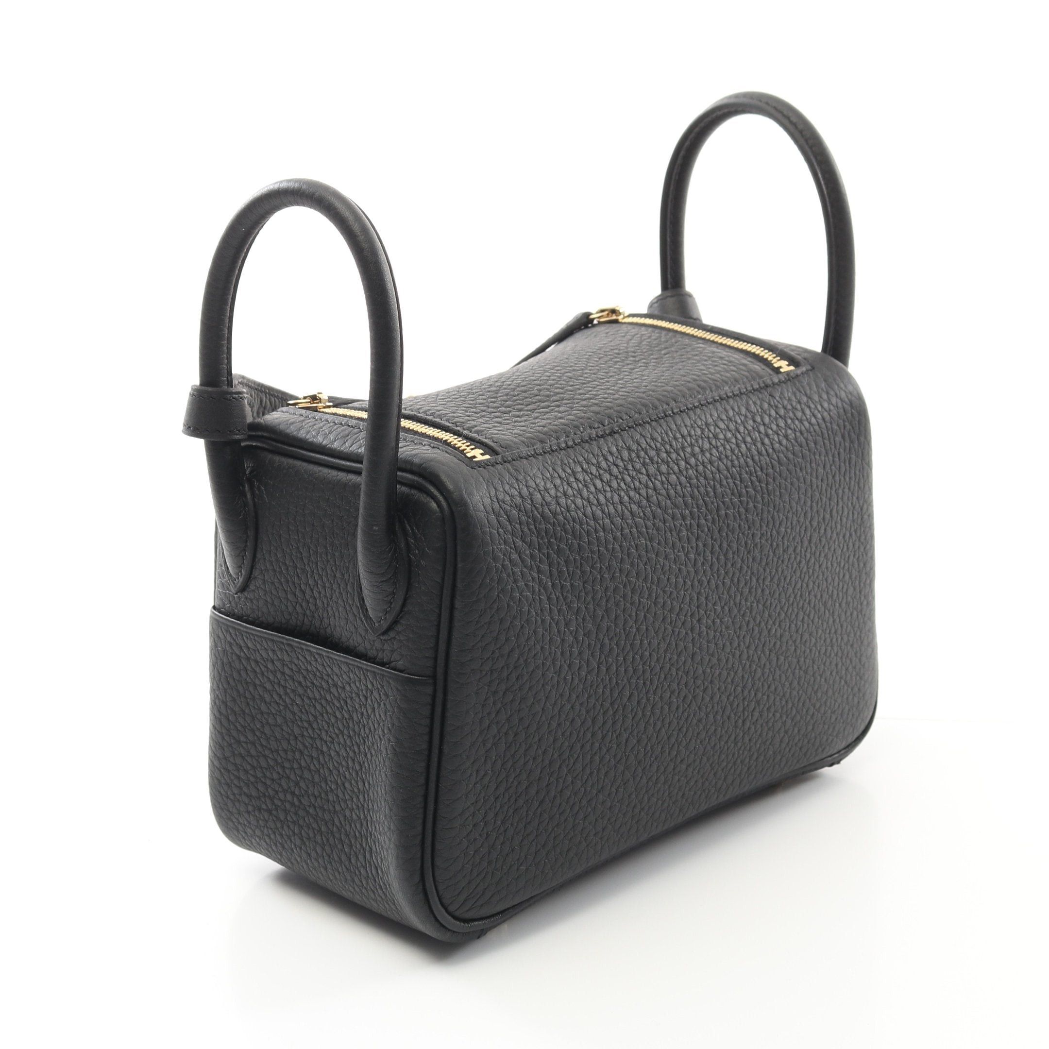 Hermes Hermes Lindy Mini Shoulder Bag Togo Black Gold Hardware Double Engraved Size ONE SIZE - 2 Thumbnail
