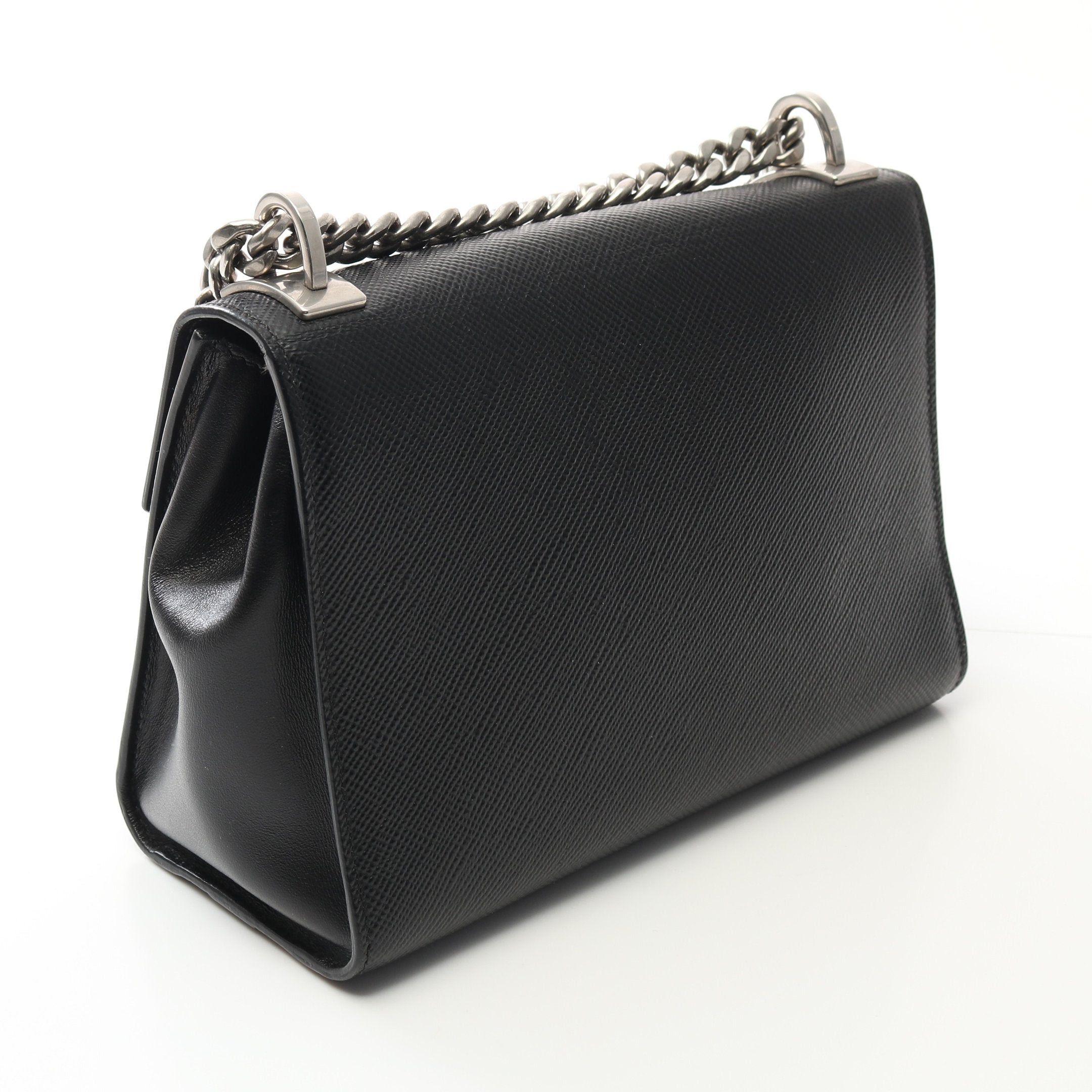 Prada Prada Chain Shoulder Bag Saffiano Leather Black Robot Patch Size ONE SIZE - 2 Thumbnail