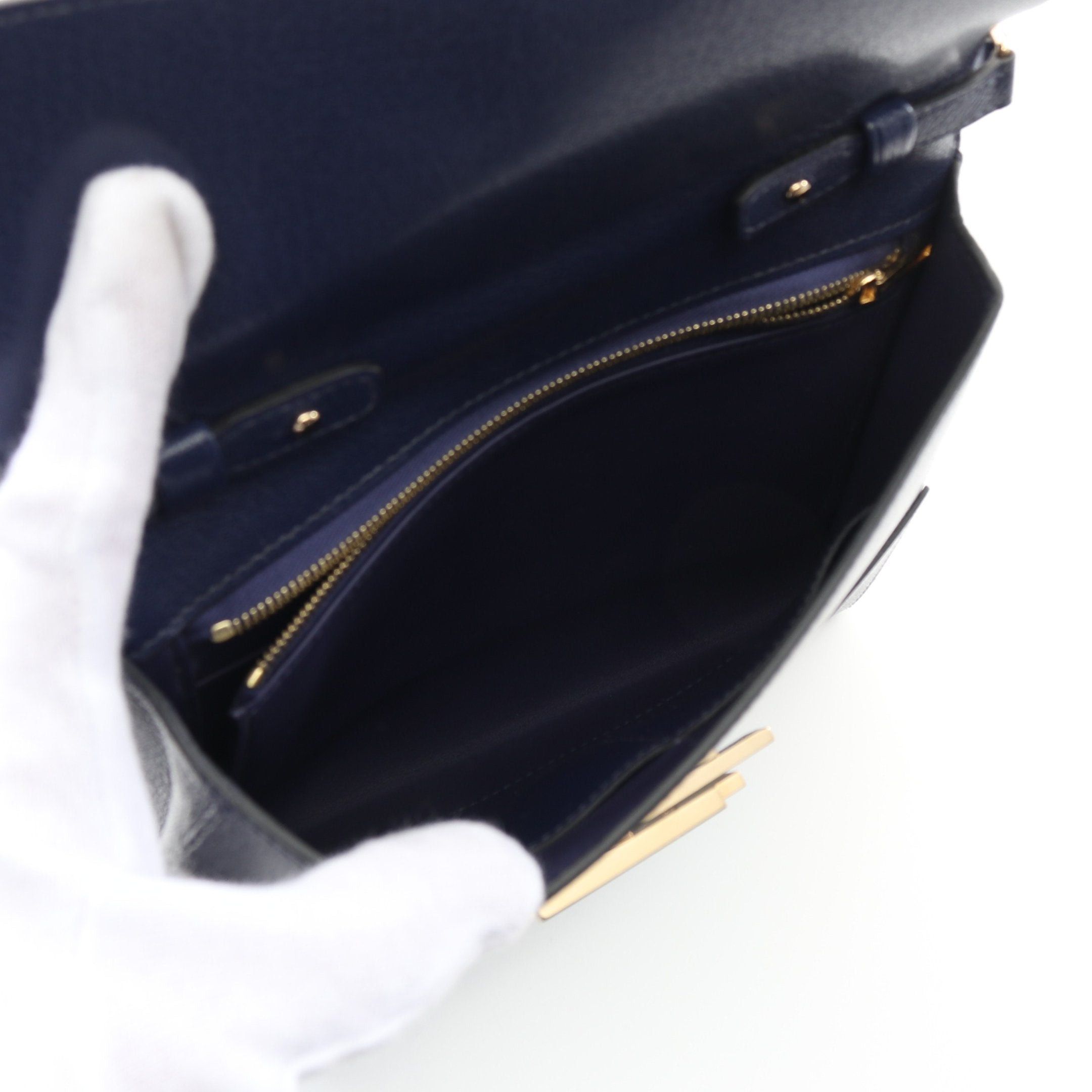 Hermes Hermes Cinematic Too Go Shoulder Bag Chevre Dark Blue Gold Hardware D Stamp Size ONE SIZE - 3 Thumbnail