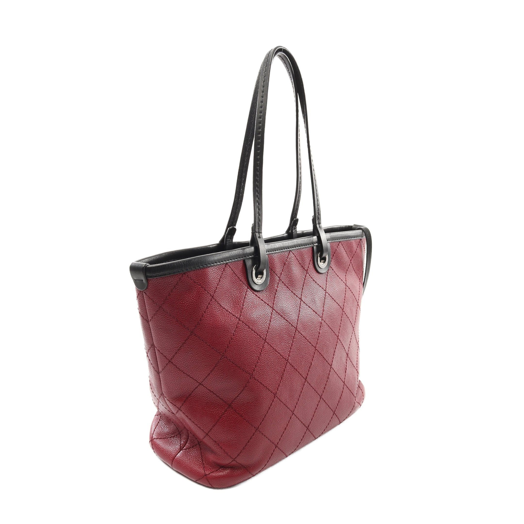 Chanel Chanel On The Road Shoulder Bag Tote Caviar Skin Leather Red Black Silver Hardware Size ONE SIZE - 2 Thumbnail