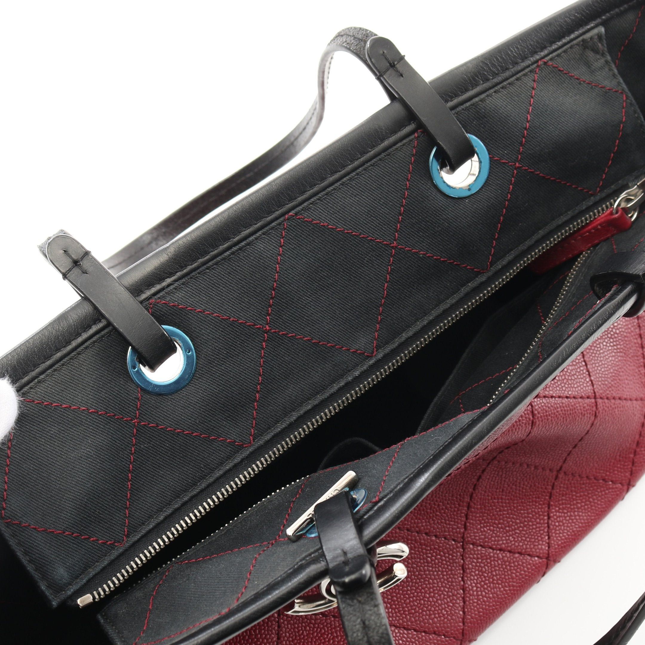 Chanel Chanel On The Road Shoulder Bag Tote Caviar Skin Leather Red Black Silver Hardware Size ONE SIZE - 6 Thumbnail