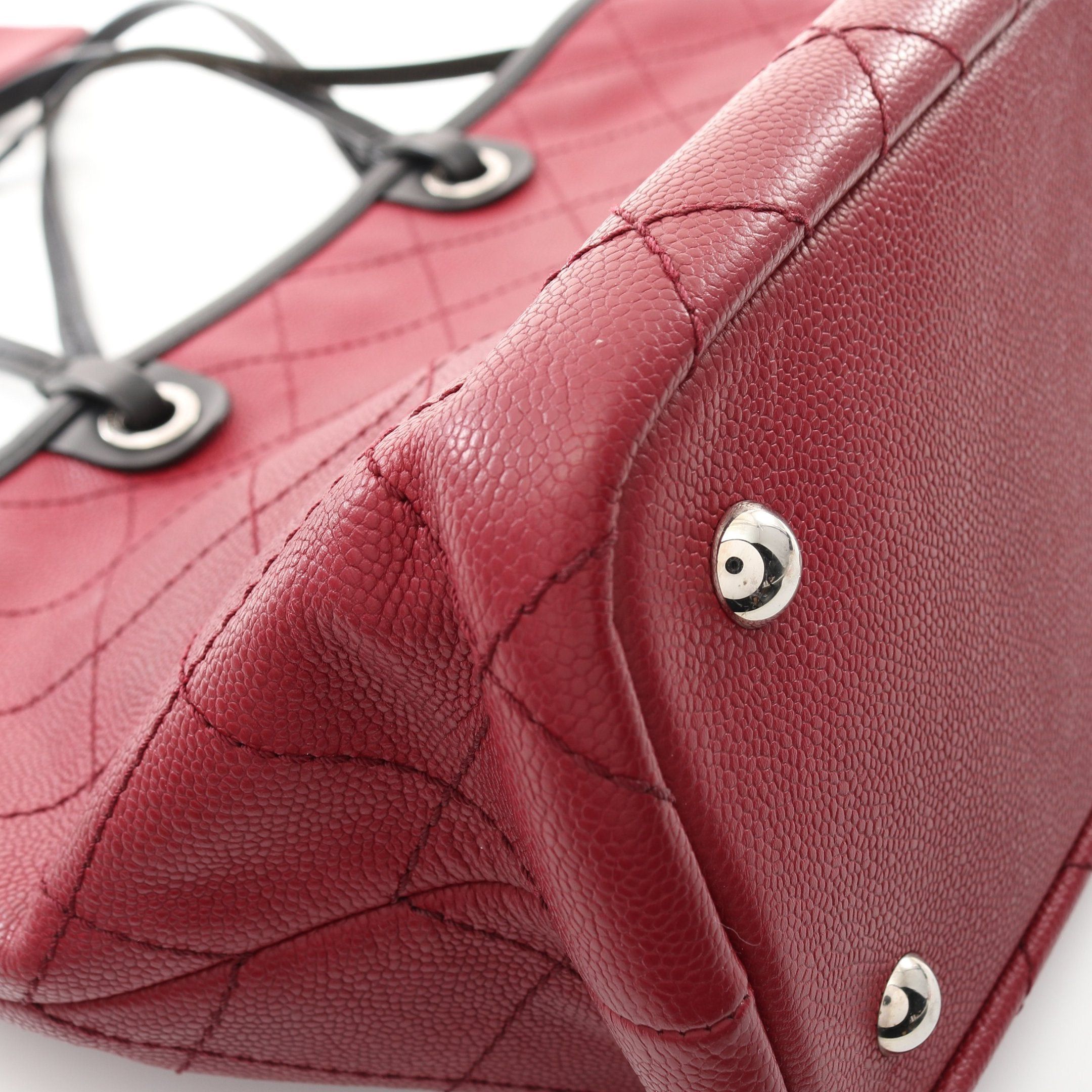 Chanel Chanel On The Road Shoulder Bag Tote Caviar Skin Leather Red Black Silver Hardware Size ONE SIZE - 7 Thumbnail