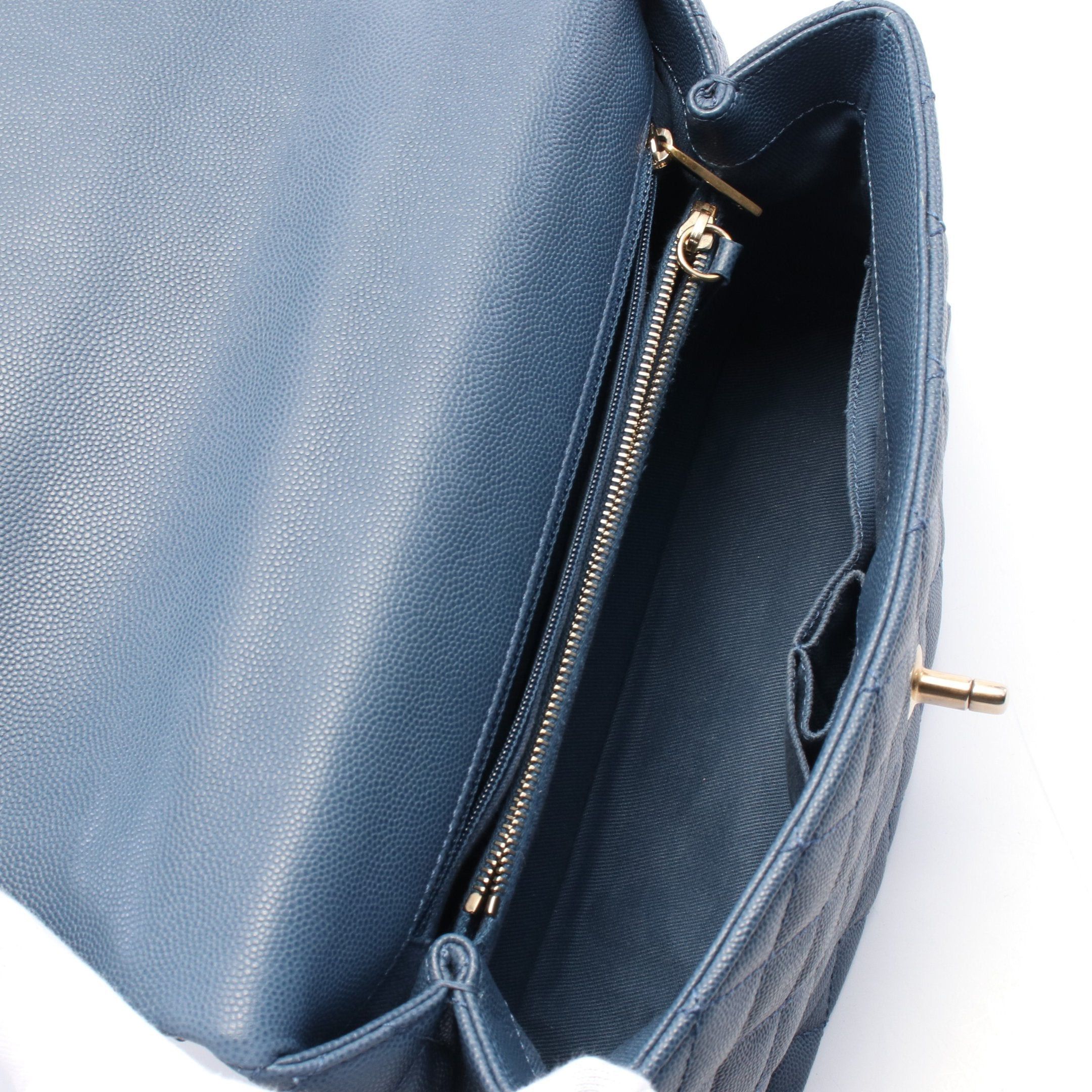 Chanel Chanel Coco Handle 29 Top Flap Bag Matelasse Handbag Caviar Skin Blue Gold Hardware Size ONE SIZE - 3 Thumbnail