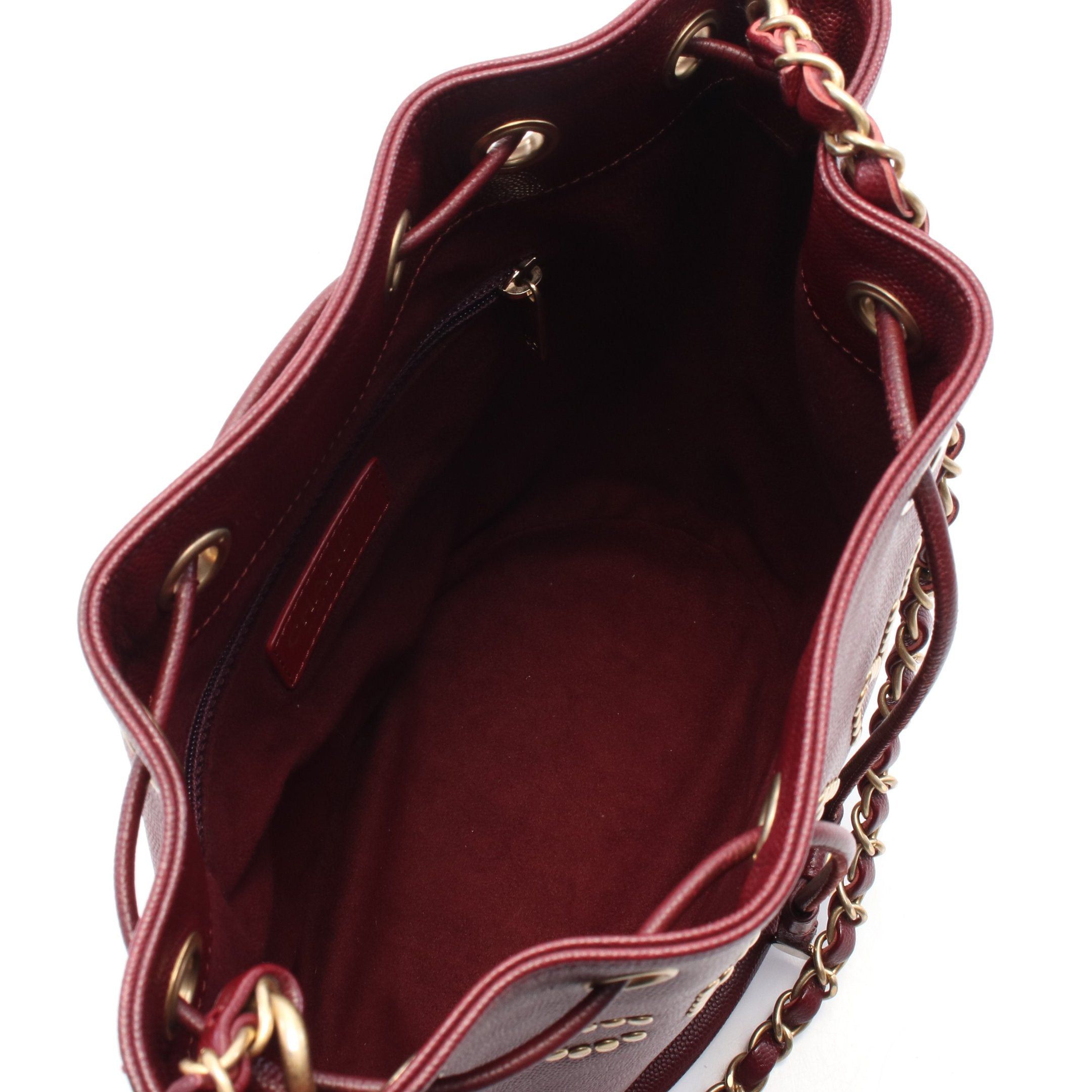 Chanel Chanel Deauville Chain Shoulder Bag Caviar Skin Bordeaux Gold Hardware Studs Purse Size ONE SIZE - 3 Thumbnail