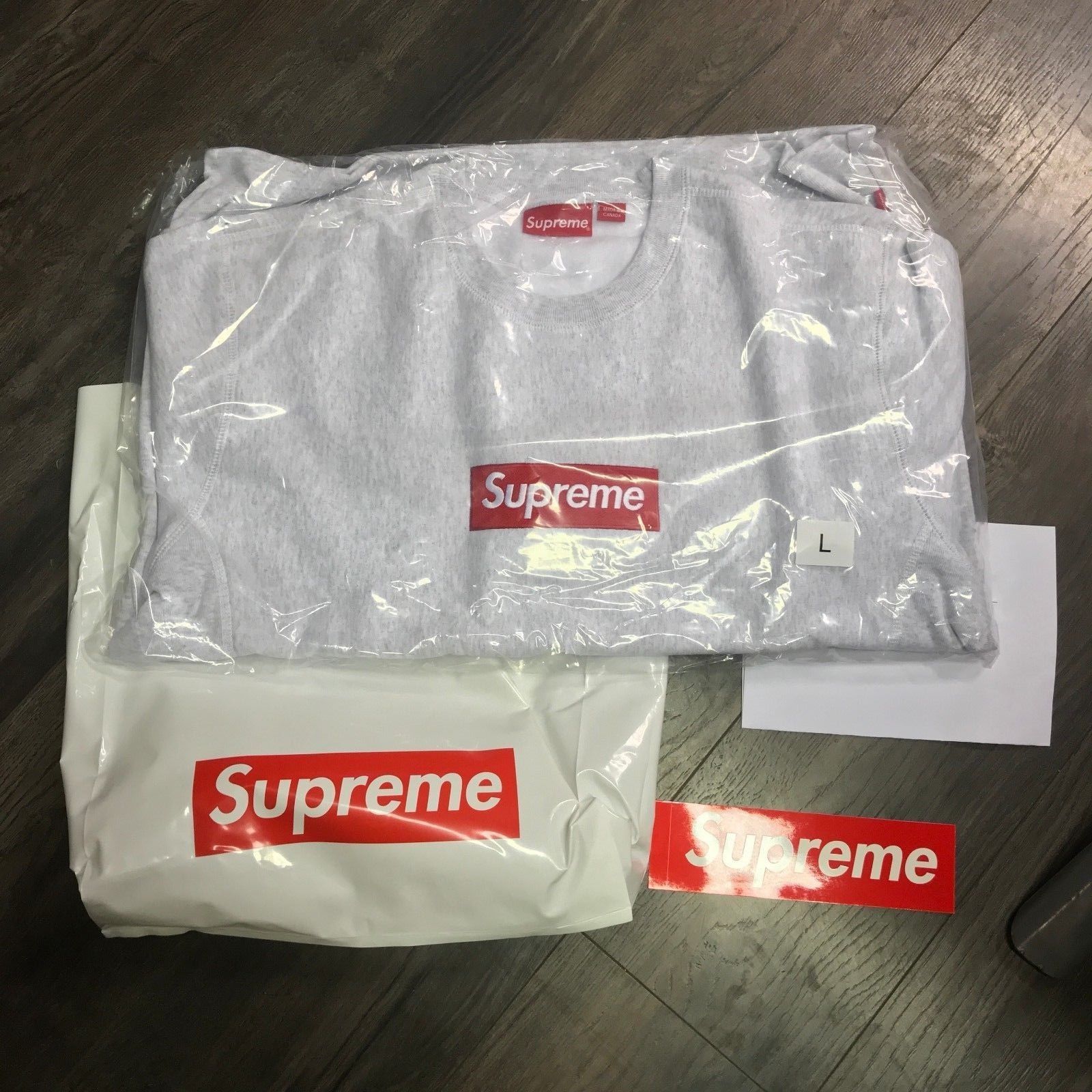 Supreme Box Logo Crewneck - Grey Large Sweatshirts Hoodies 