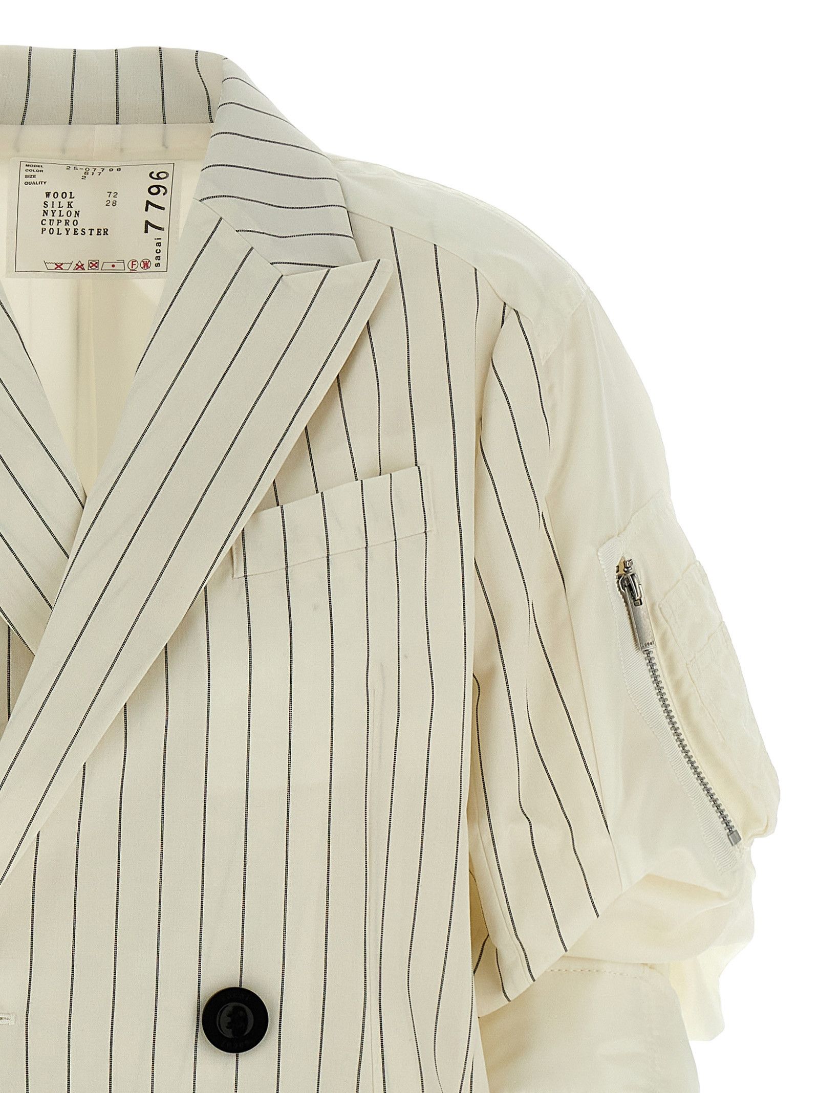 Sacai Pinstripe Blazer Size S / US 4 / IT 40 - 3 Thumbnail