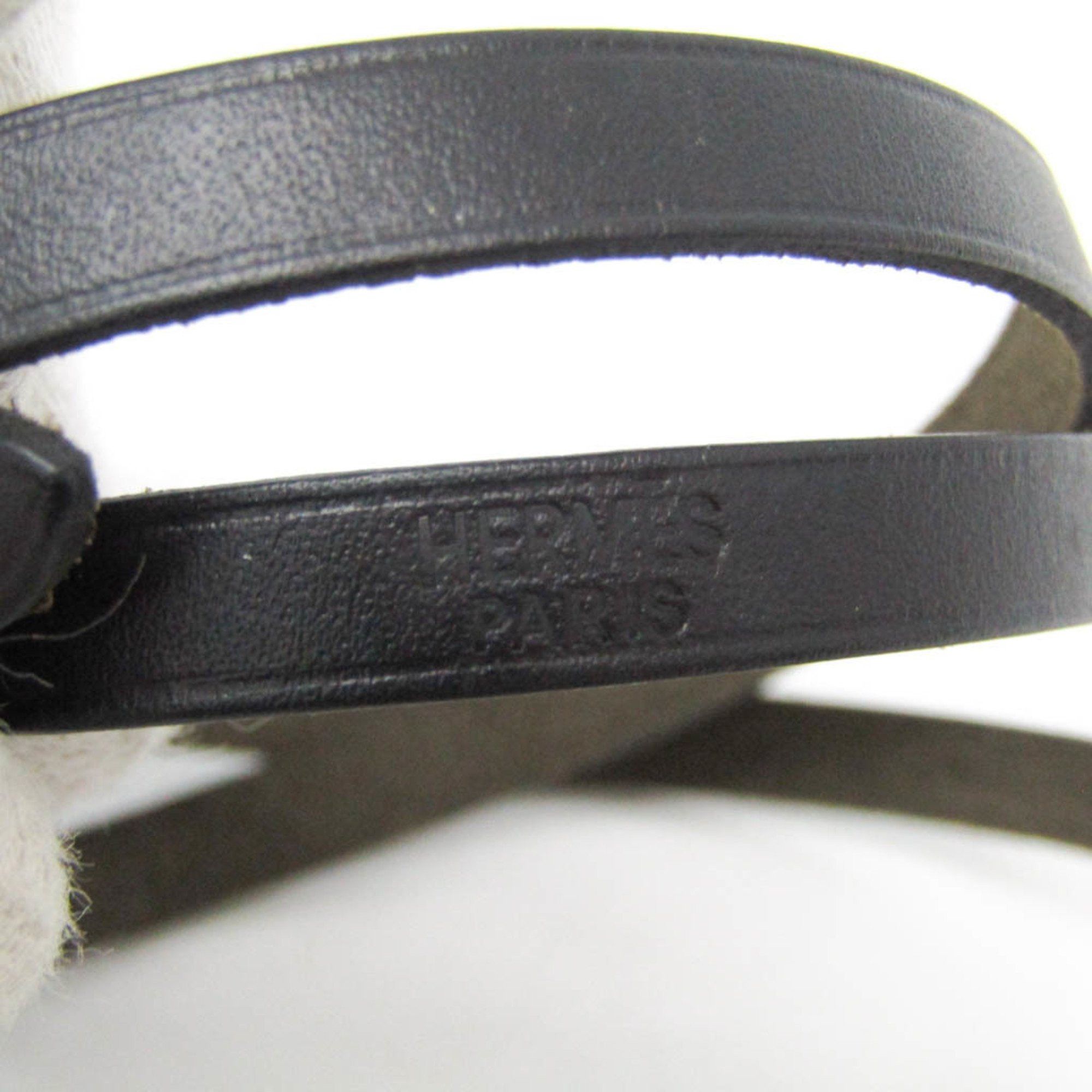 Hermes Hermes Hapi 4-row Bracelet Choker Leather,Metal Bangle Black,Silver Size ONE SIZE - 6 Thumbnail