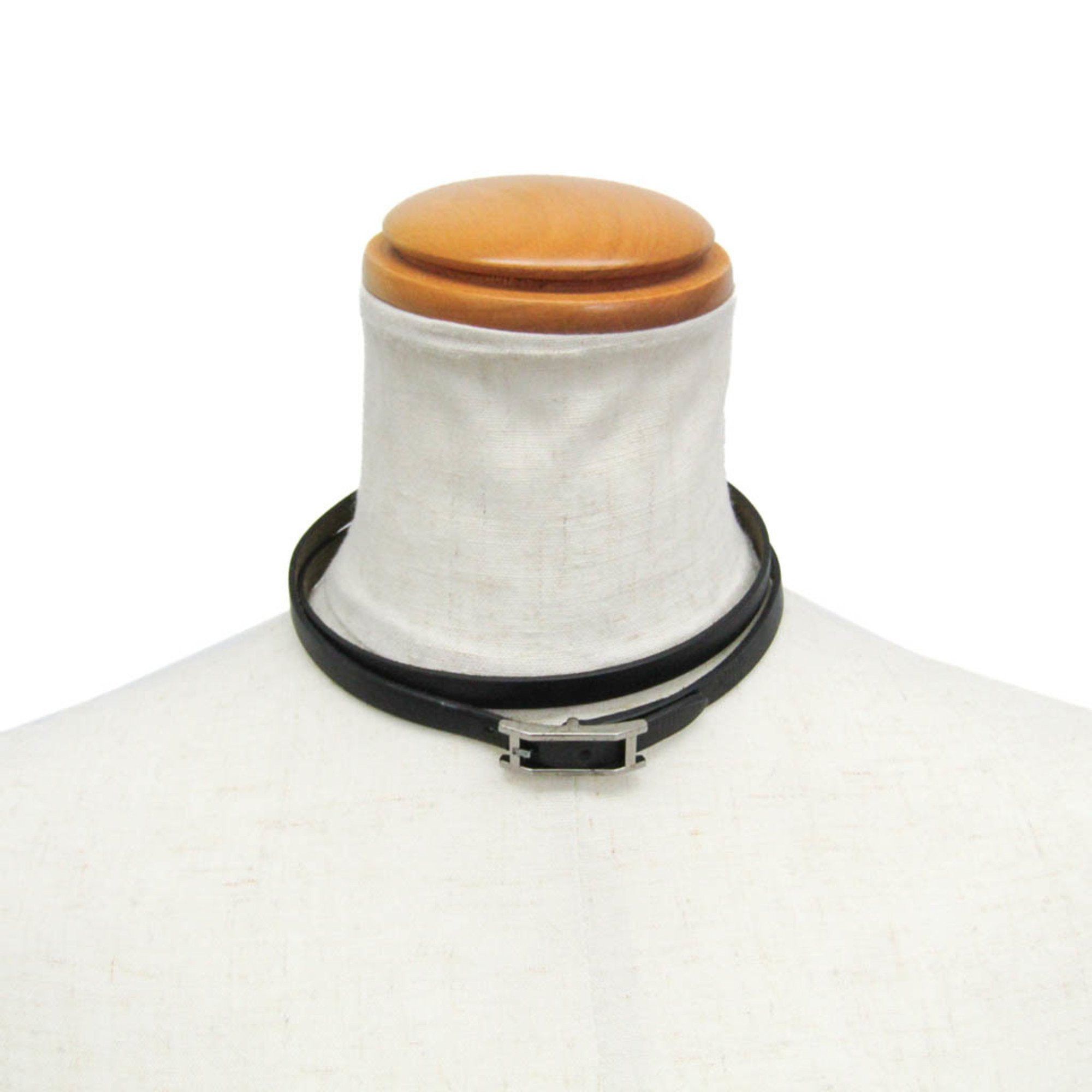 Hermes Hermes Hapi 4-row Bracelet Choker Leather,Metal Bangle Black,Silver Size ONE SIZE - 8 Thumbnail