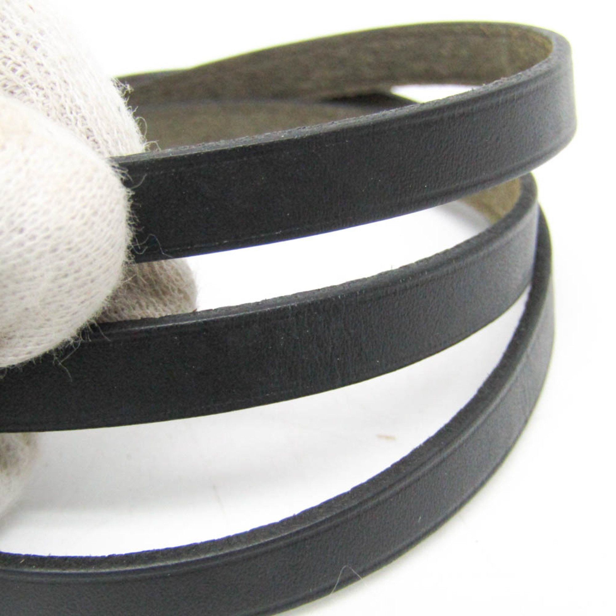 Hermes Hermes Hapi 4-row Bracelet Choker Leather,Metal Bangle Black,Silver Size ONE SIZE - 4 Thumbnail