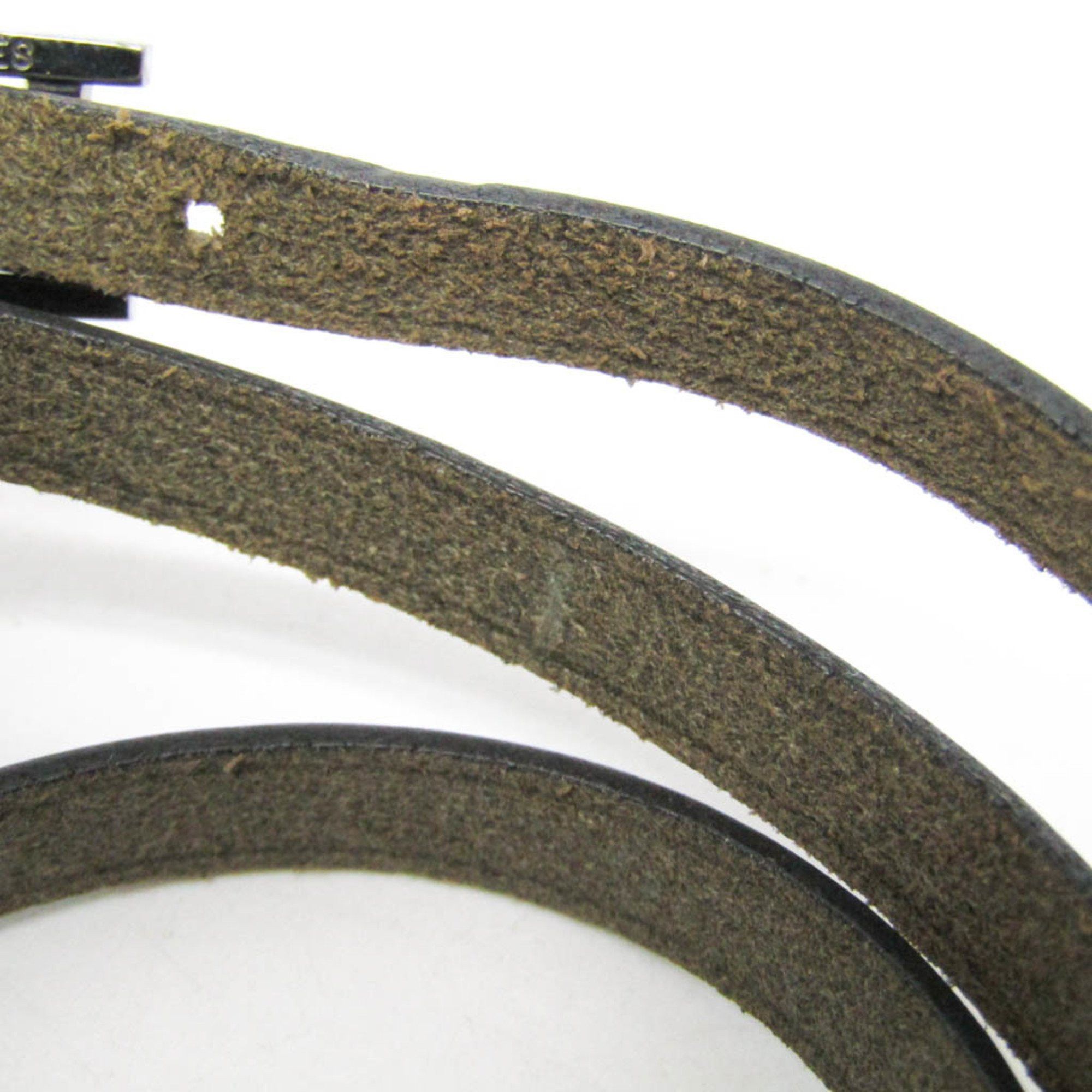 Hermes Hermes Hapi 4-row Bracelet Choker Leather,Metal Bangle Black,Silver Size ONE SIZE - 5 Thumbnail