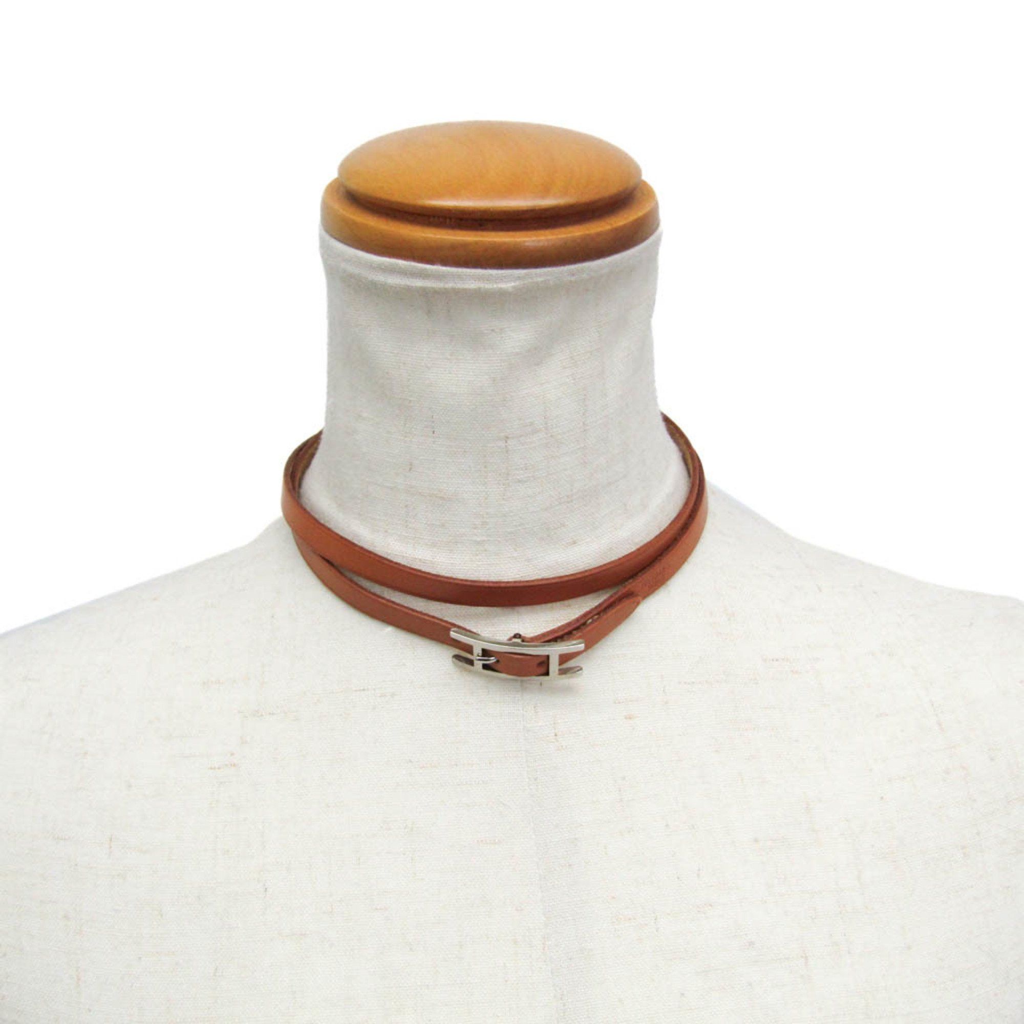 Hermes Hermes Hapi 4-row Bracelet Choker Leather Bangle Brown,Silver Size ONE SIZE - 8 Thumbnail