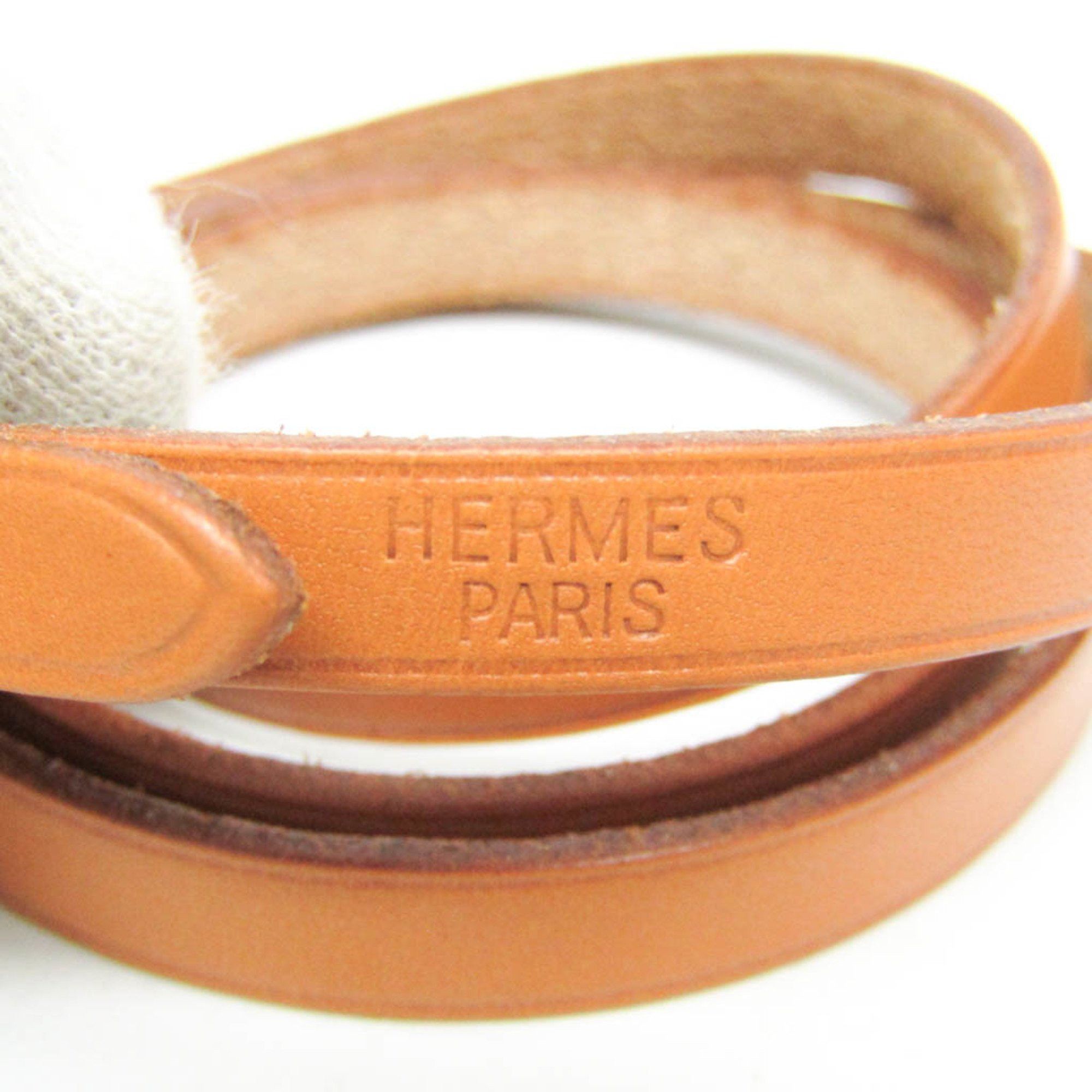 Hermes Hermes Hapi 4-row Bracelet Choker Leather Bangle Brown,Silver Size ONE SIZE - 6 Thumbnail