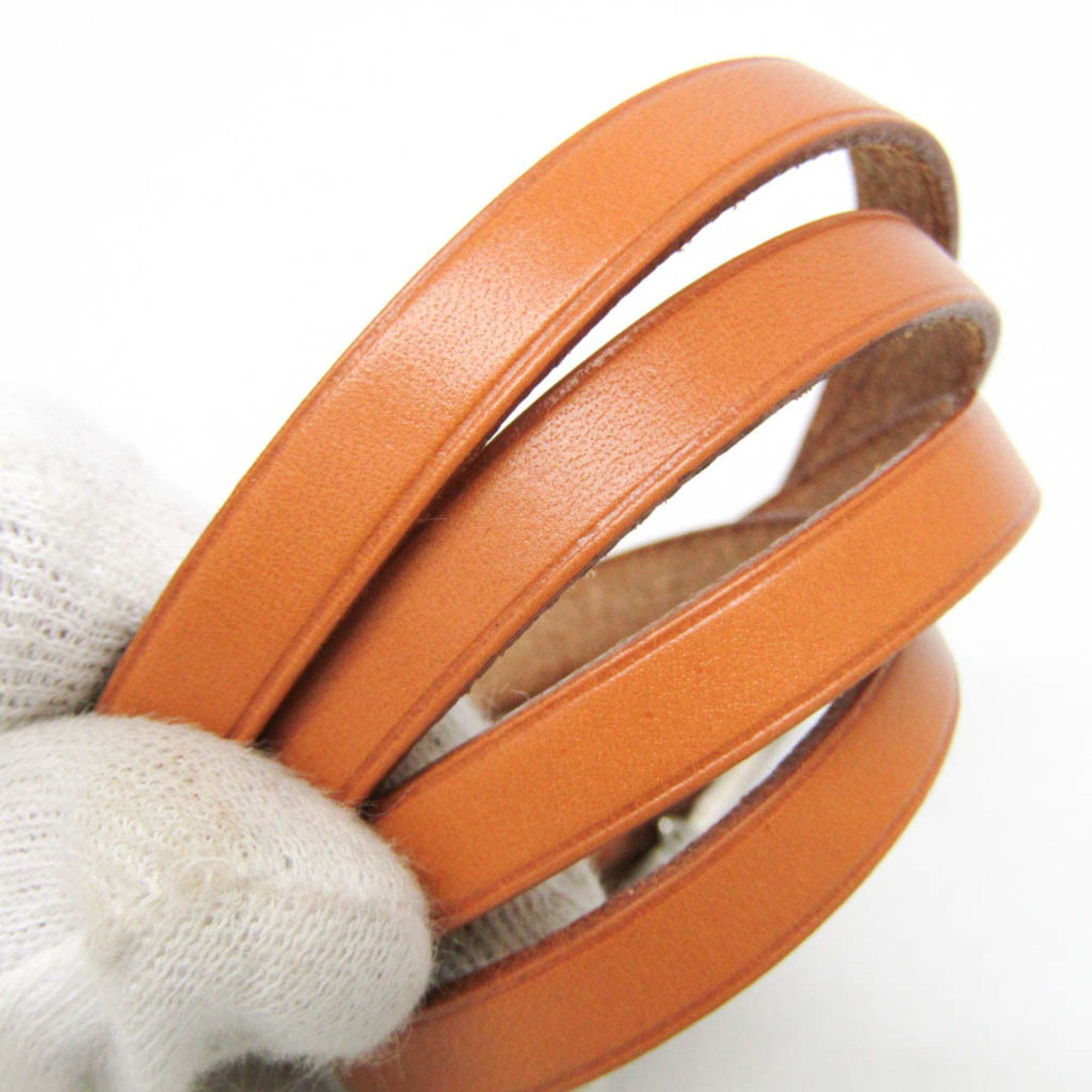 Hermes Hermes Hapi 4-row Bracelet Choker Leather Bangle Brown,Silver Size ONE SIZE - 4 Thumbnail