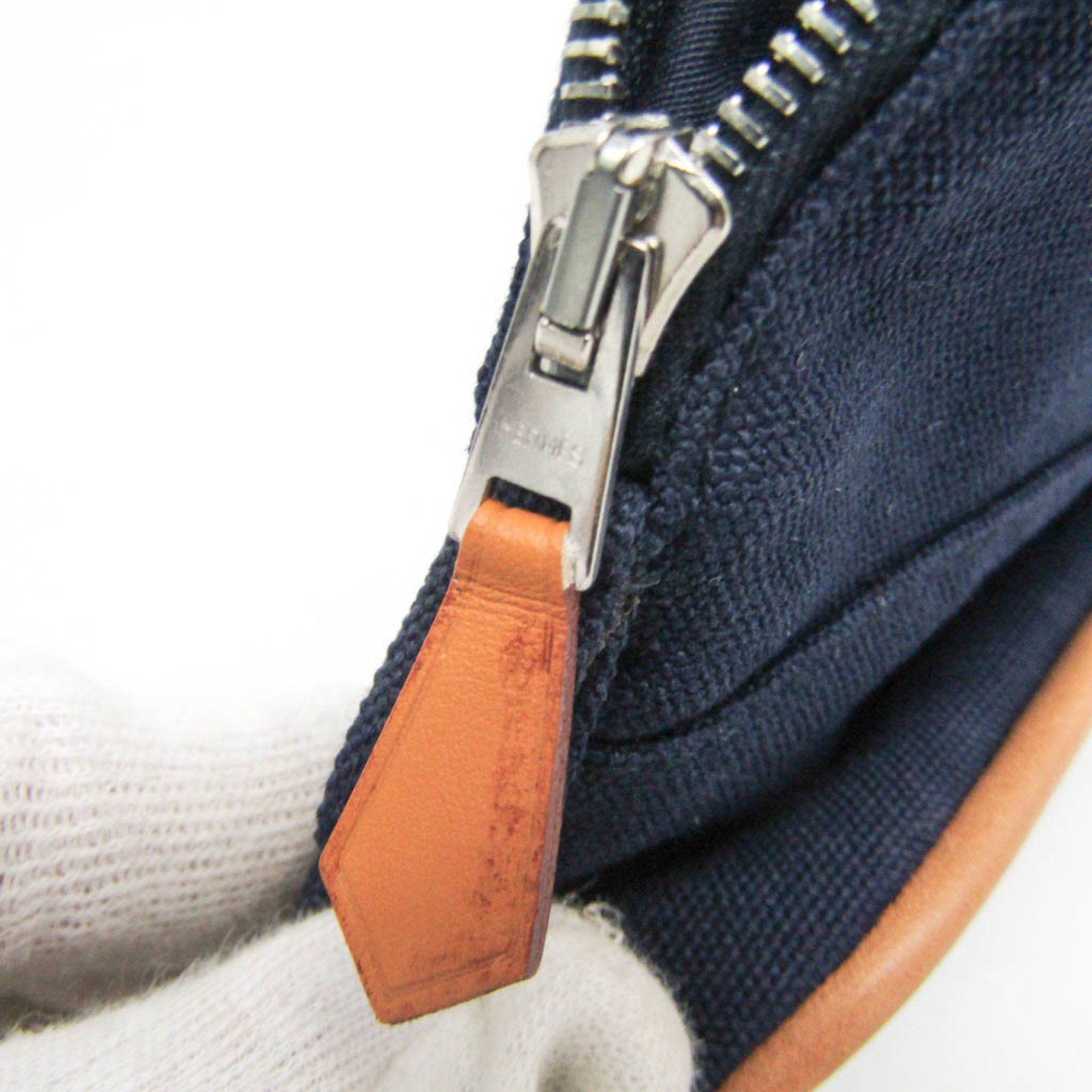 Hermes Hermes Bolide Mini Mini Women's Cotton,Leather Pouch Navy Size ONE SIZE - 7 Thumbnail