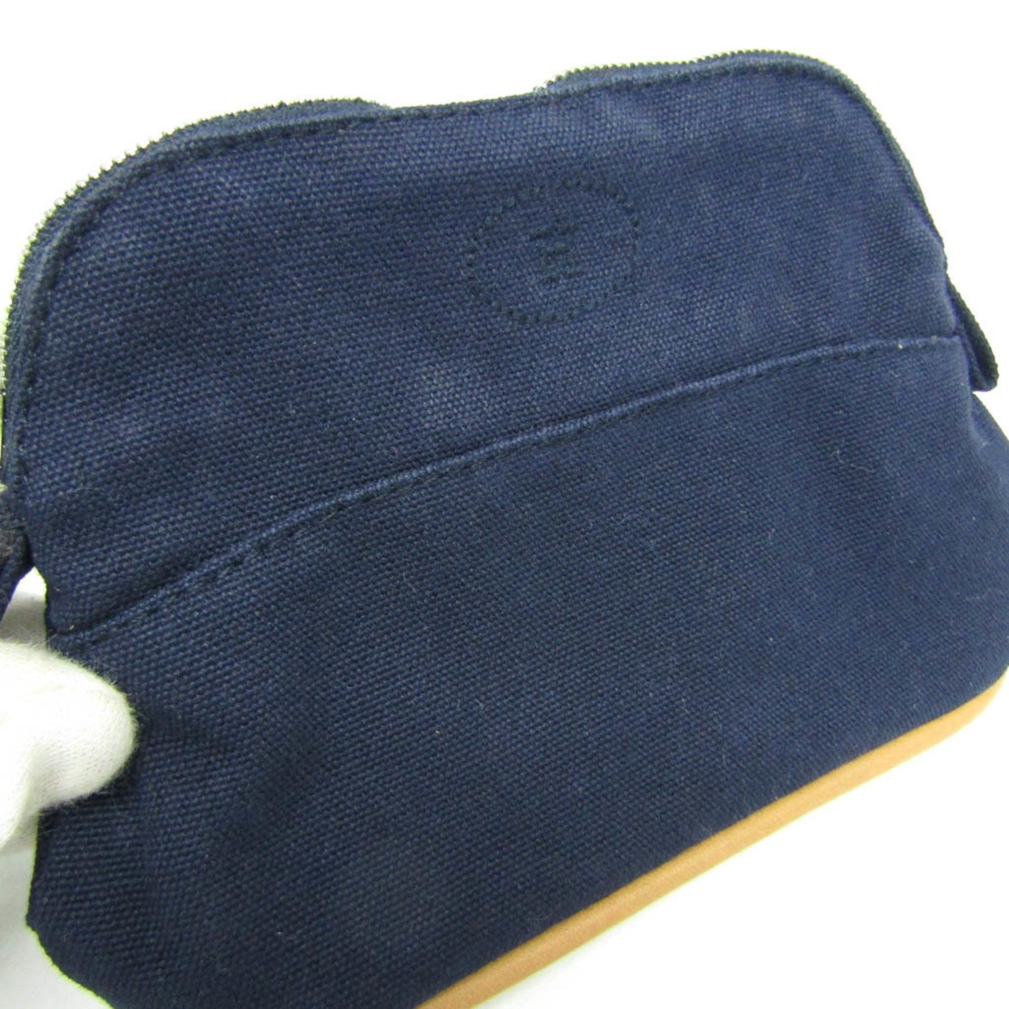 Hermes Hermes Bolide Mini Mini Women's Cotton,Leather Pouch Navy Size ONE SIZE - 4 Thumbnail
