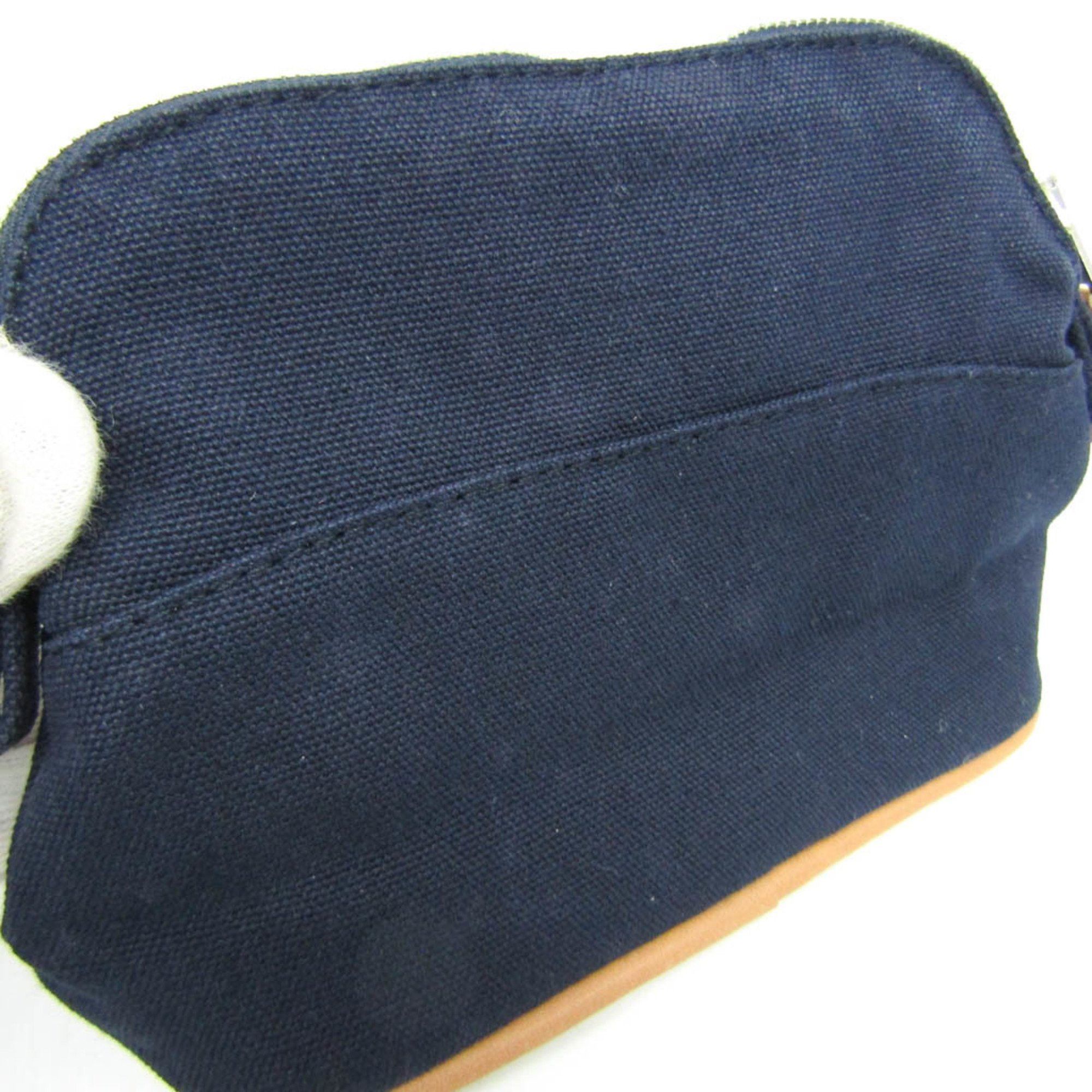Hermes Hermes Bolide Mini Mini Women's Cotton,Leather Pouch Navy Size ONE SIZE - 5 Thumbnail