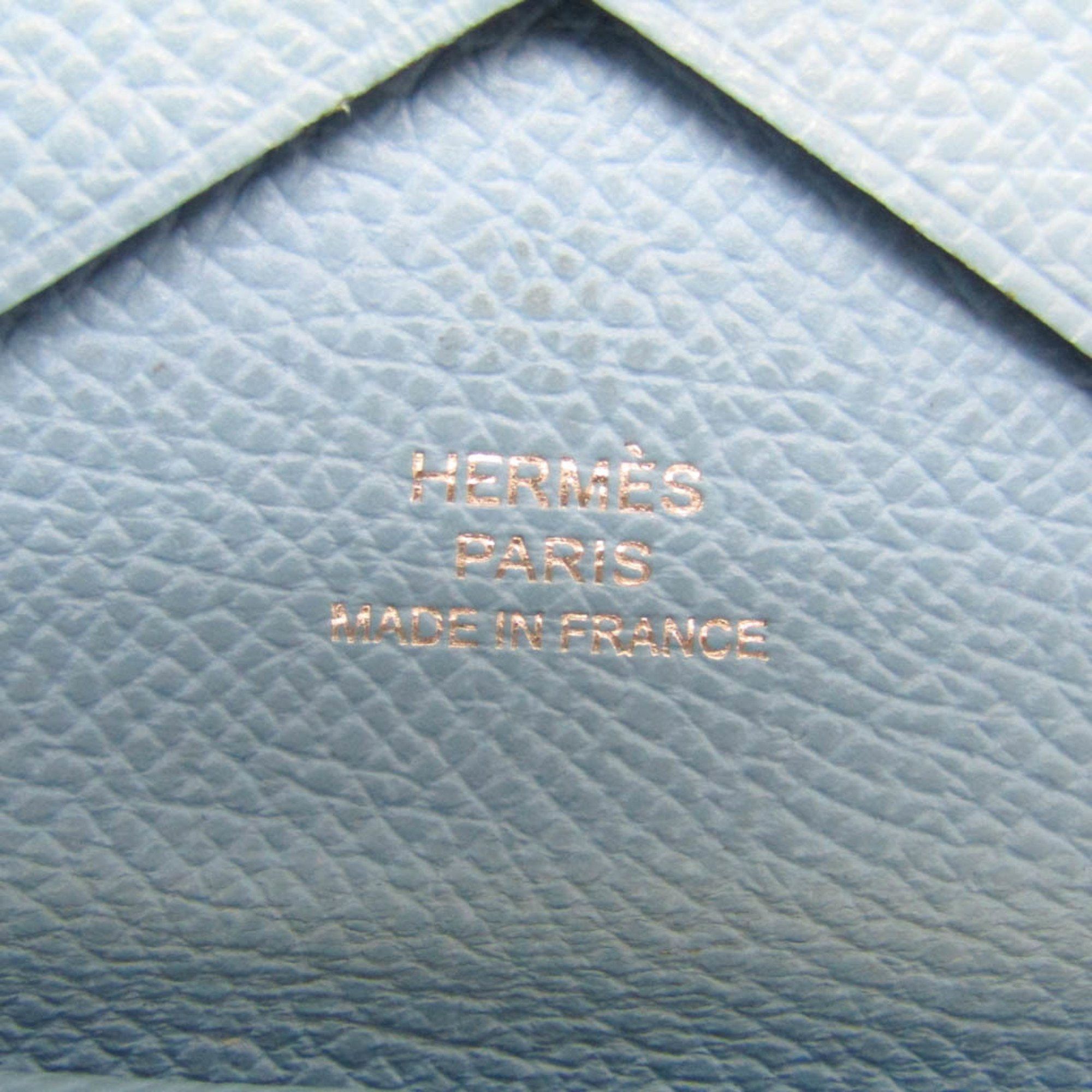 Hermes Hermes Calvi Duo Epsom Leather Card Case Light Blue Size ONE SIZE - 11 Thumbnail