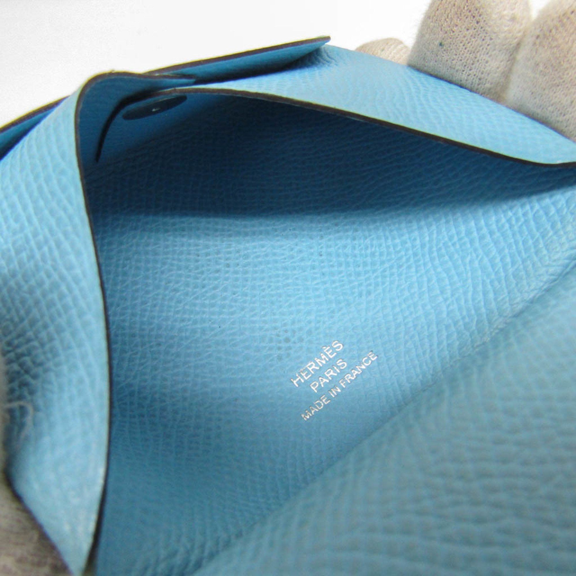 Hermes Hermes Calvi Duo Epsom Leather Card Case Light Blue Size ONE SIZE - 9 Thumbnail