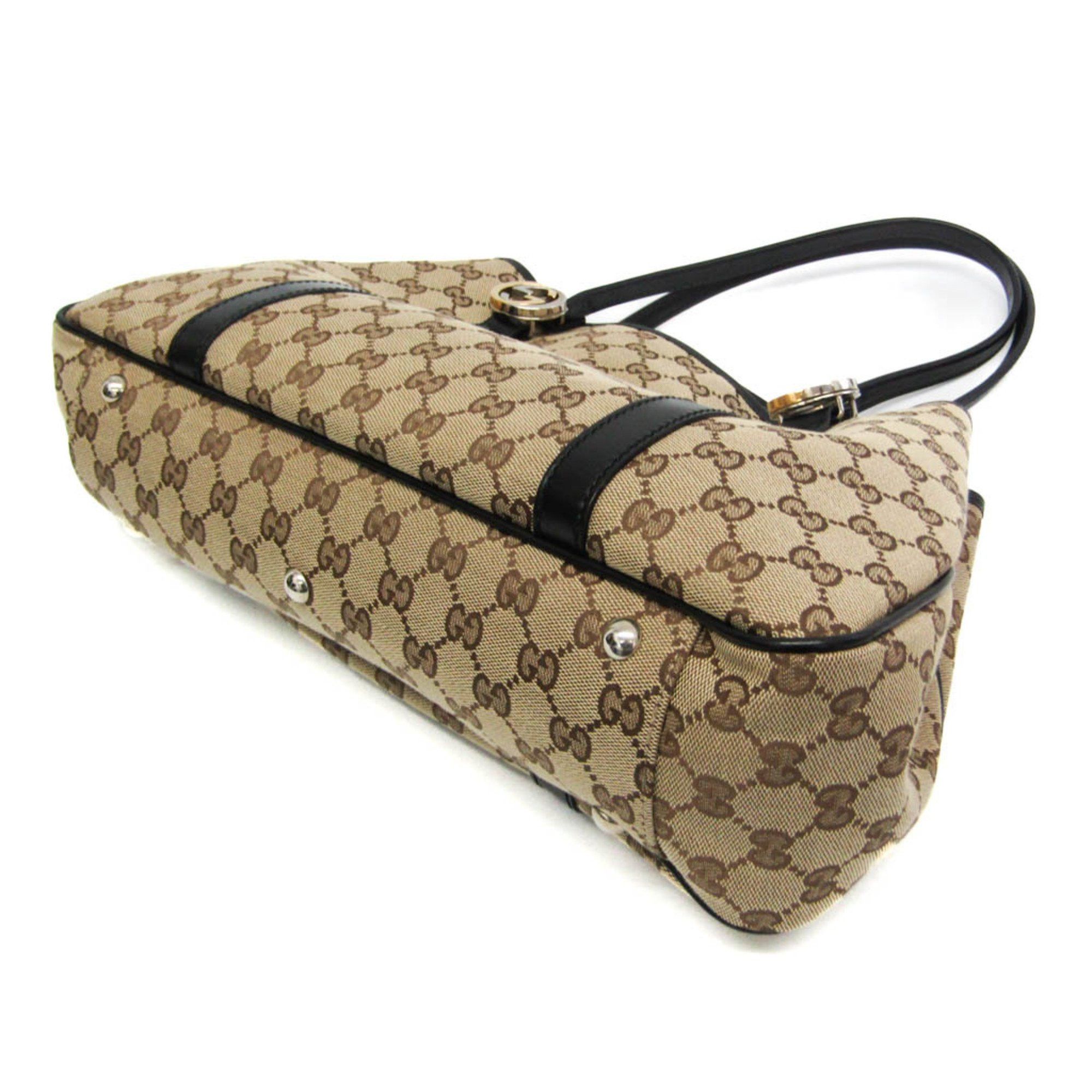 Gucci Gucci GG Twins 232957 Women's Canvas Tote Bag Beige,Black Size ONE SIZE - 3 Thumbnail