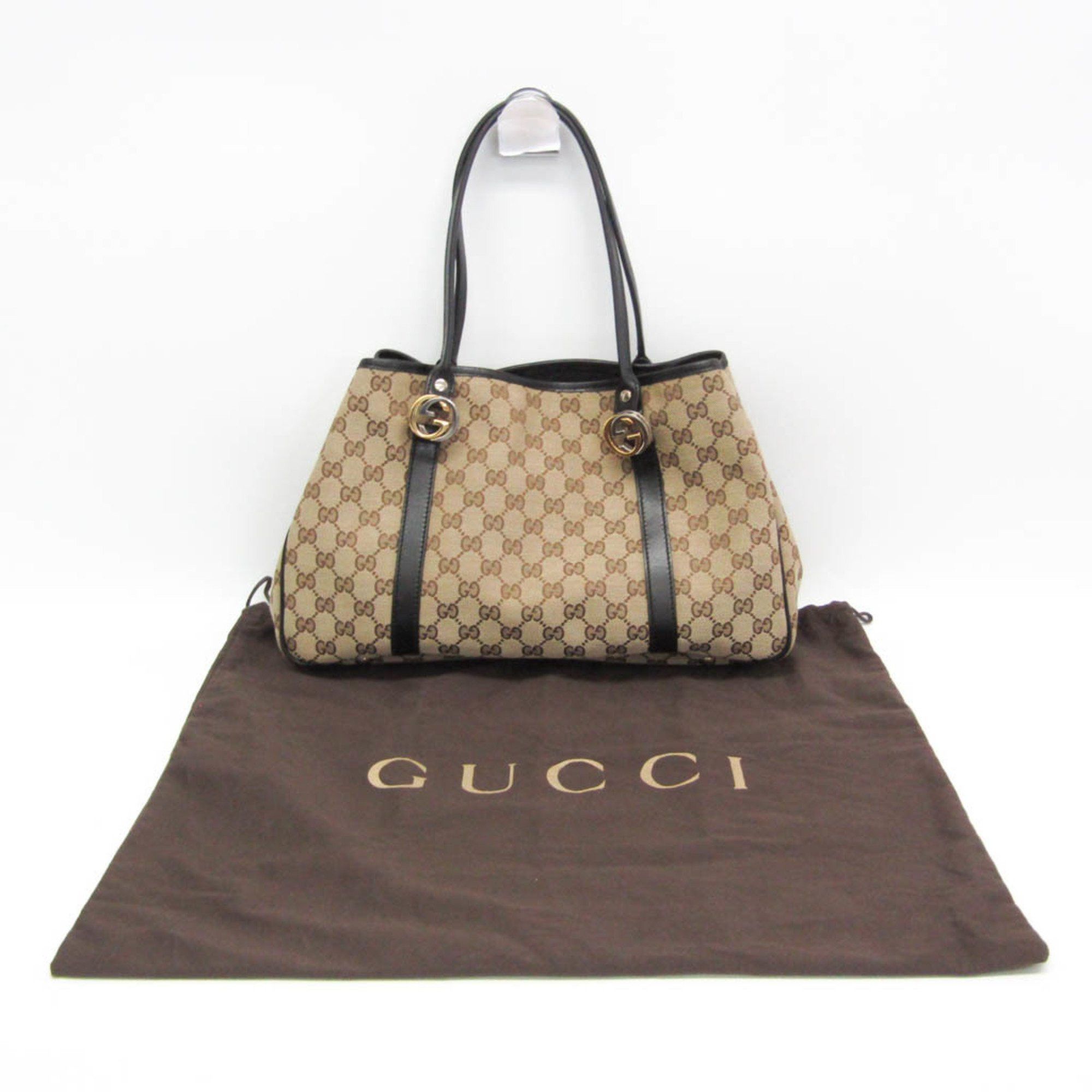 Gucci Gucci GG Twins 232957 Women's Canvas Tote Bag Beige,Black Size ONE SIZE - 2 Thumbnail