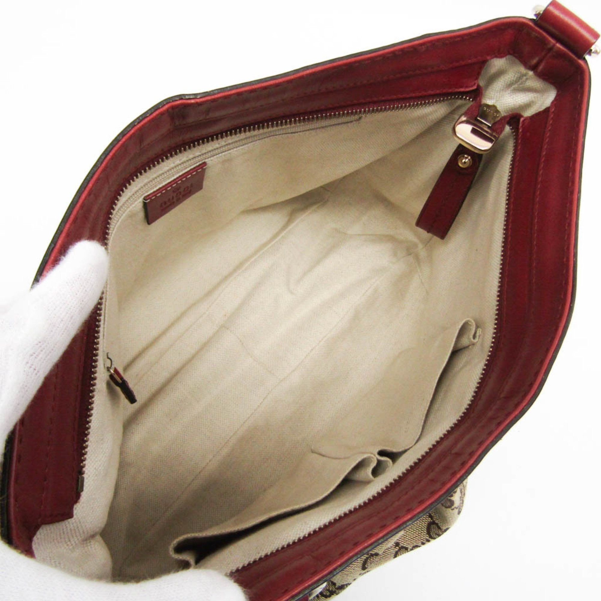 Gucci Gucci Sukey 296834 Women's GG Canvas,Leather Shoulder Bag Beige,Red Brown Size ONE SIZE - 4 Thumbnail