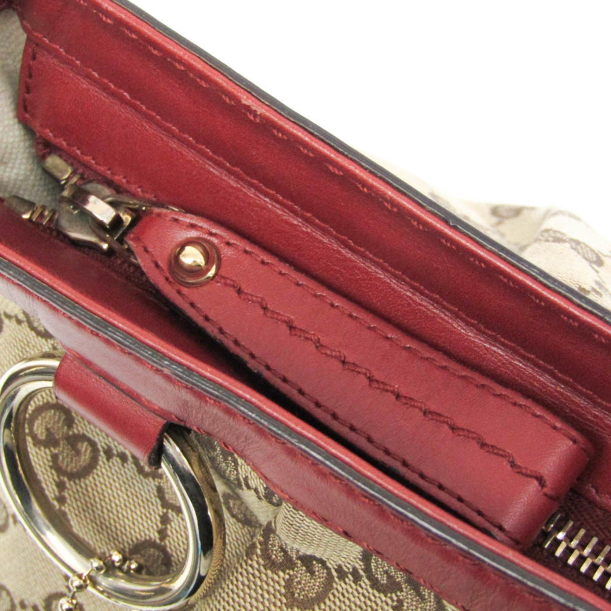 Gucci Gucci Sukey 296834 Women's GG Canvas,Leather Shoulder Bag Beige,Red Brown Size ONE SIZE - 12 Thumbnail
