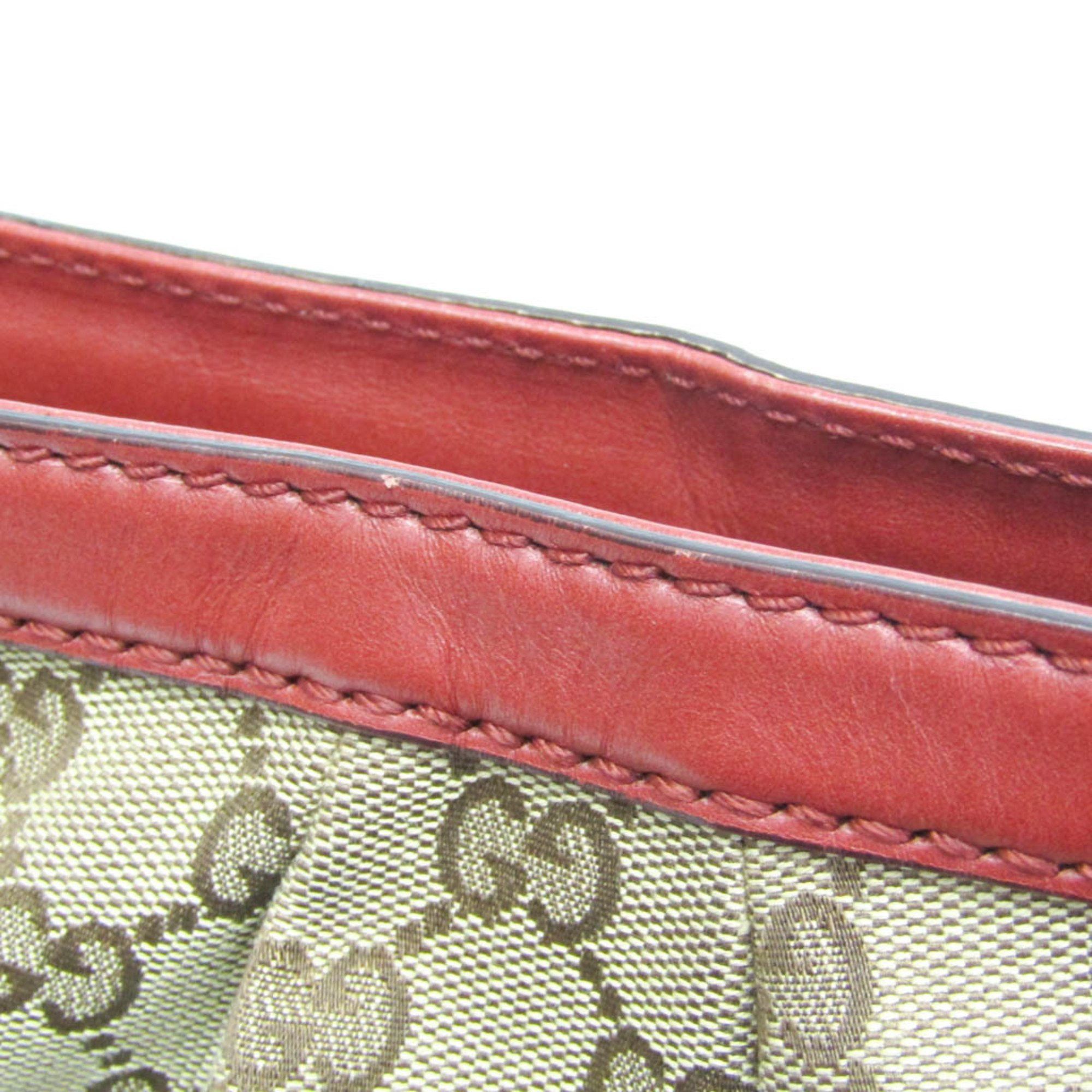Gucci Gucci Sukey 296834 Women's GG Canvas,Leather Shoulder Bag Beige,Red Brown Size ONE SIZE - 11 Thumbnail