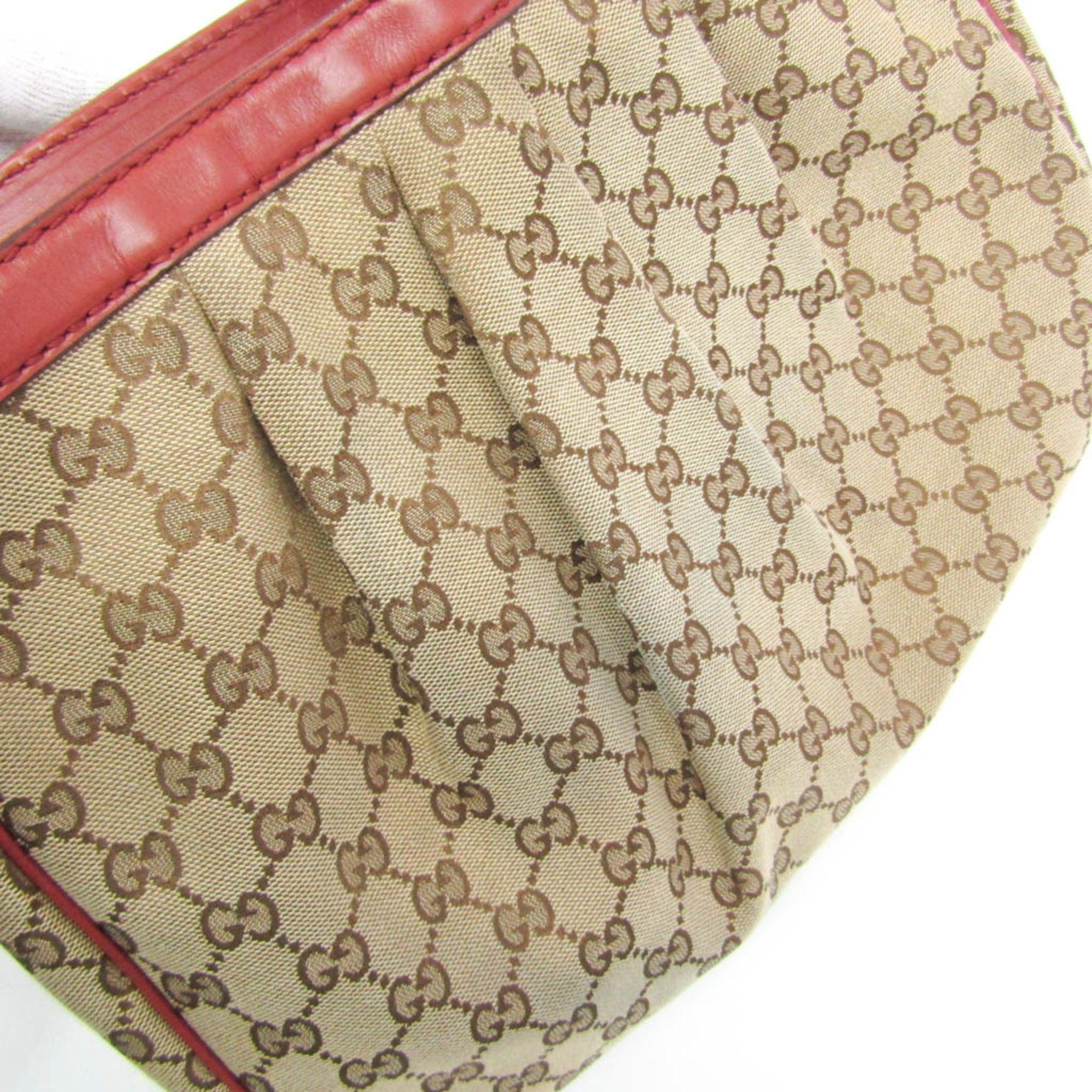 Gucci Gucci Sukey 296834 Women's GG Canvas,Leather Shoulder Bag Beige,Red Brown Size ONE SIZE - 13 Thumbnail