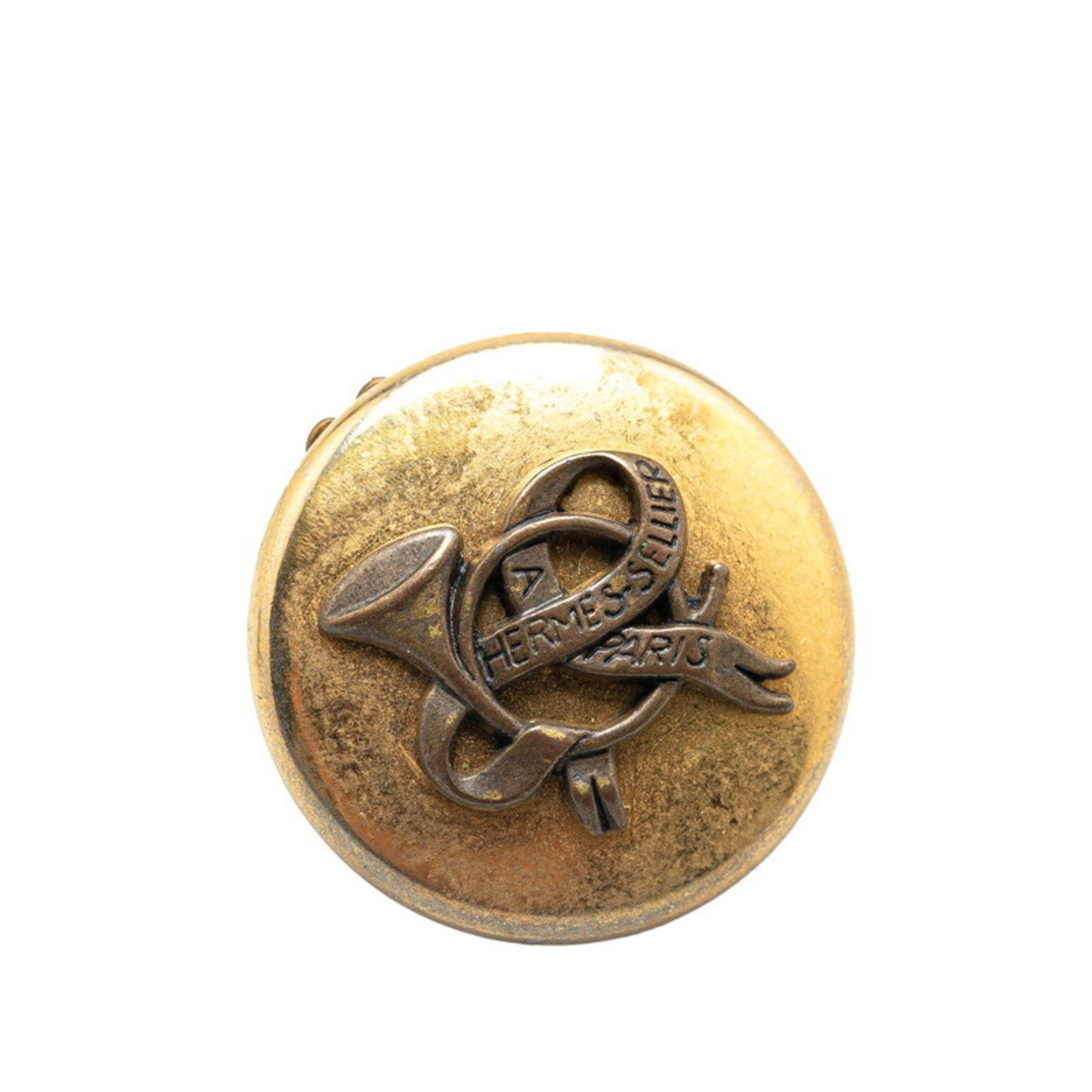 Hermes Hermes Trumpet Ribbon Motif Earrings Gold Plated Women's HERMES Size ONE SIZE - 3 Thumbnail