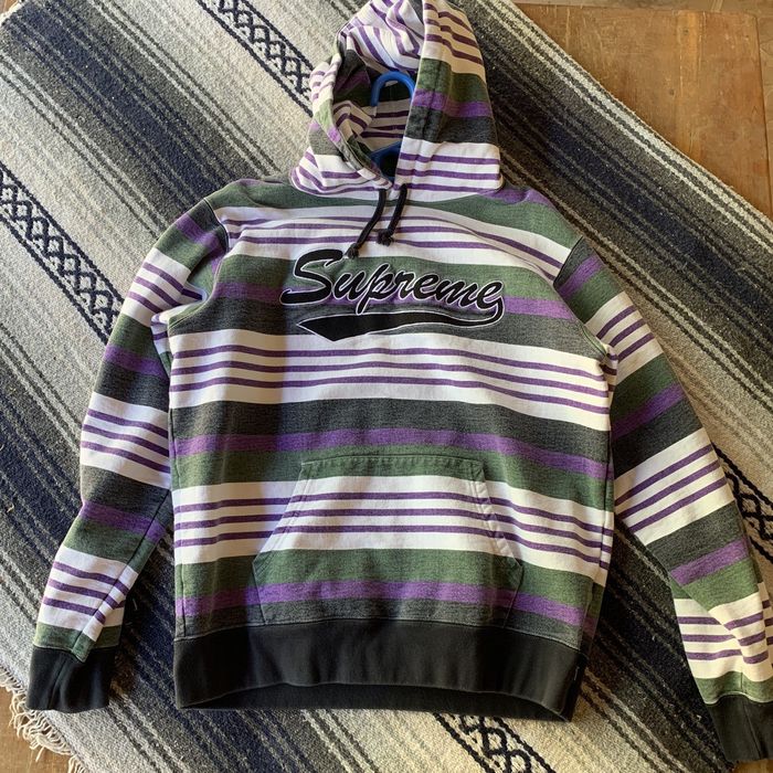 Supreme striped hooded online sweatshirt