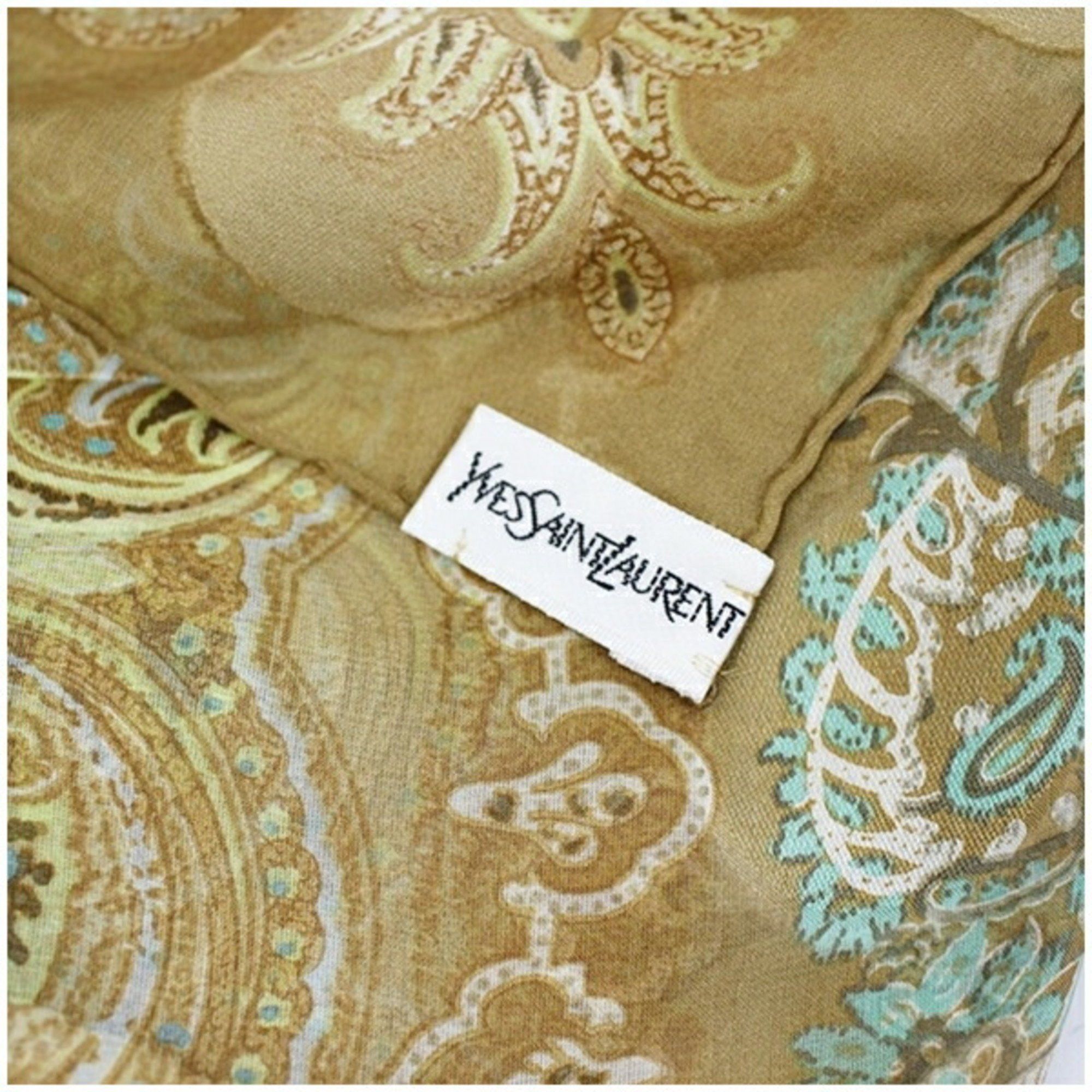 Yves Saint Laurent Yves Saint Laurent Silk Large Scarf Muffler Beige YVES SAINT LAURENT Women's Size ONE SIZE - 4 Thumbnail