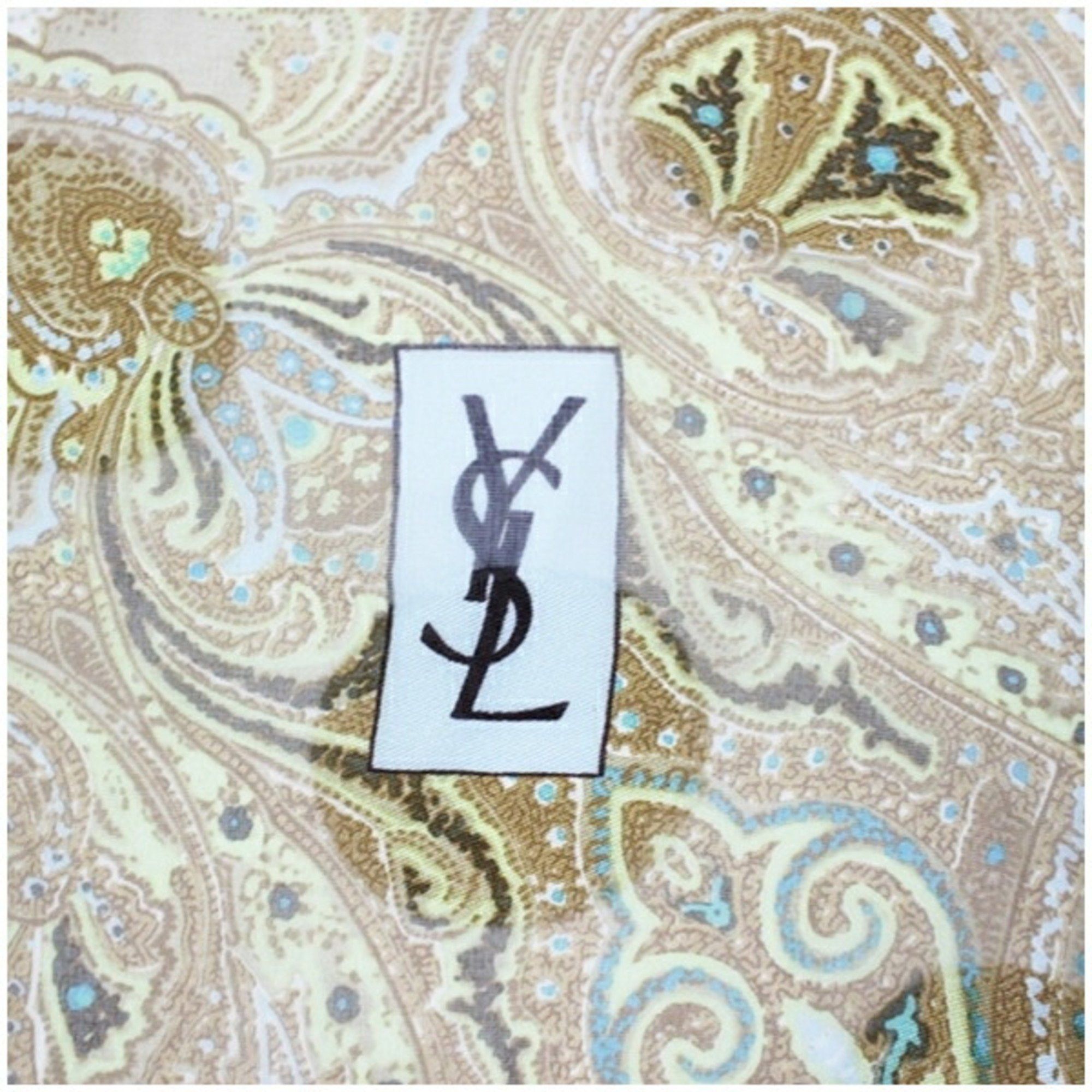 Yves Saint Laurent Yves Saint Laurent Silk Large Scarf Muffler Beige YVES SAINT LAURENT Women's Size ONE SIZE - 5 Thumbnail