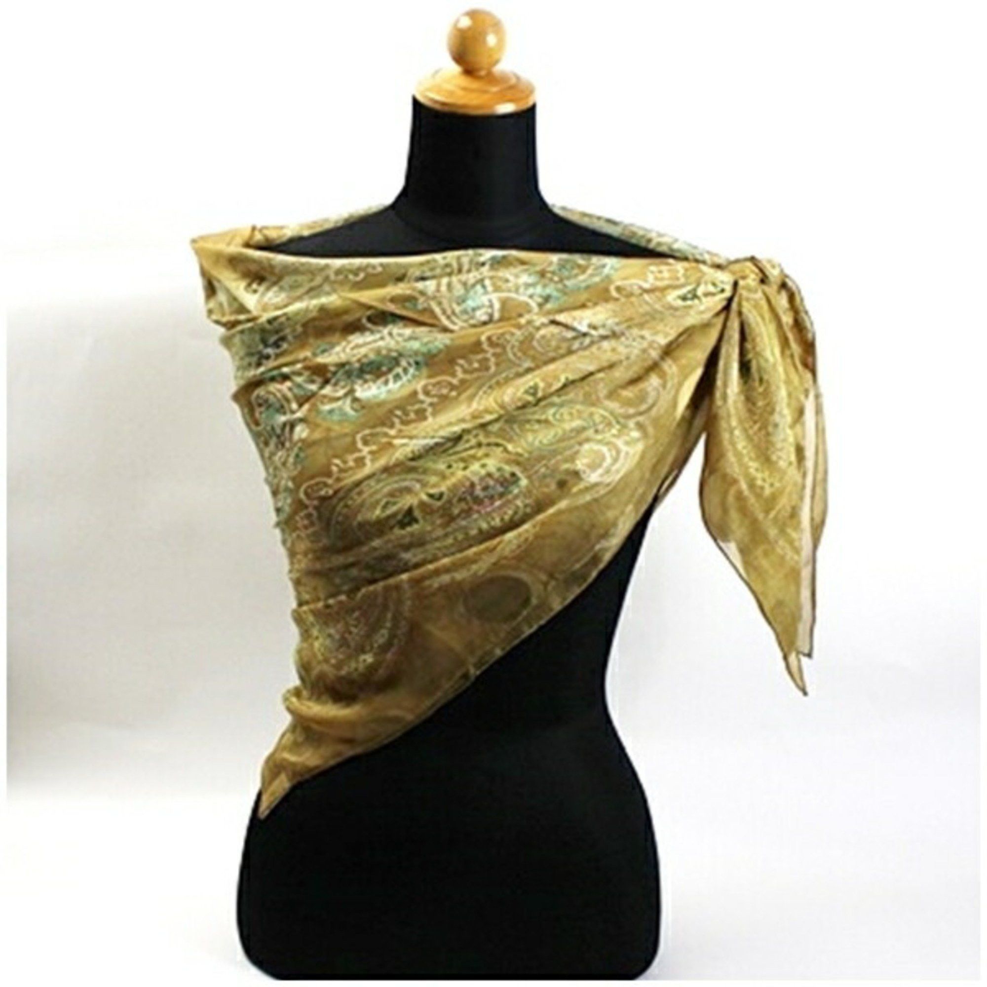 Yves Saint Laurent Yves Saint Laurent Silk Large Scarf Muffler Beige YVES SAINT LAURENT Women's Size ONE SIZE - 3 Thumbnail