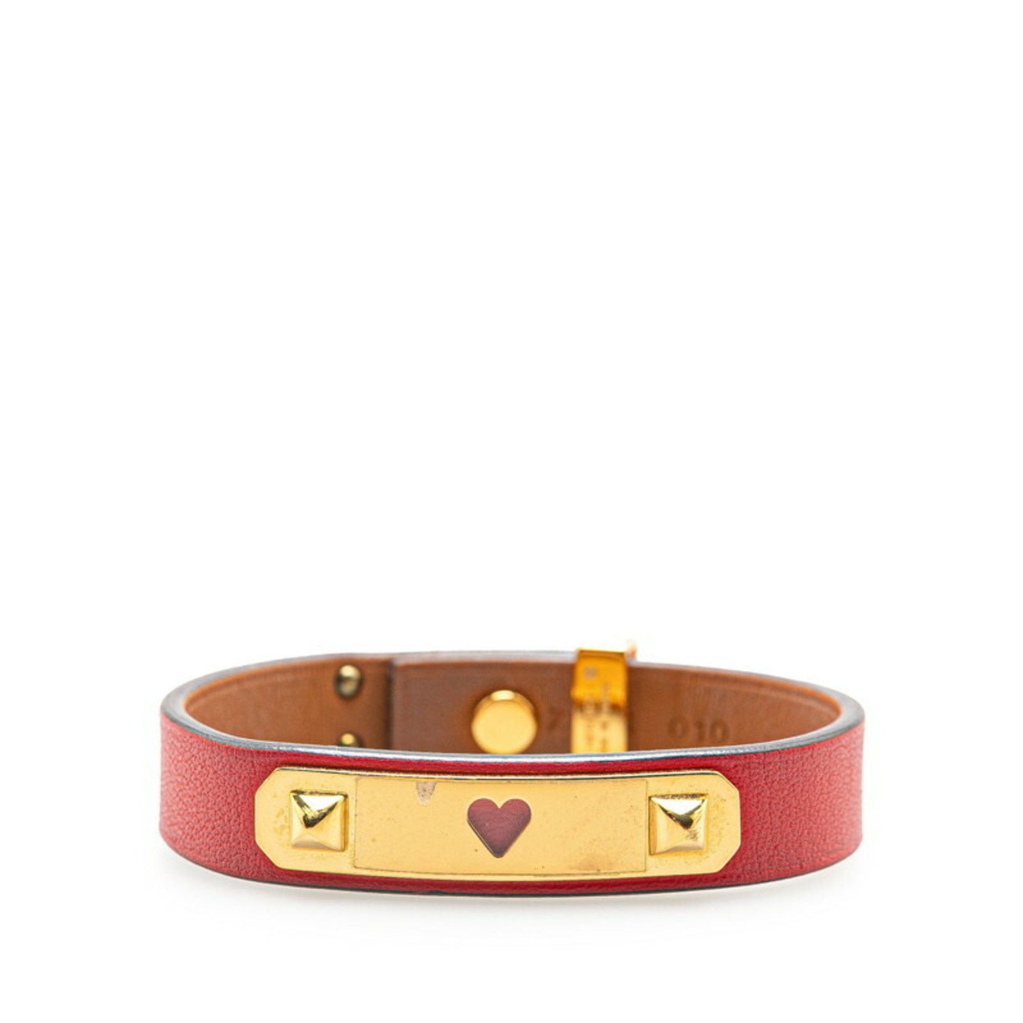 Hermes Hermes Asdukur T2 Bracelet Red Swift Plated Women's HERMES Size ONE SIZE - 3 Thumbnail