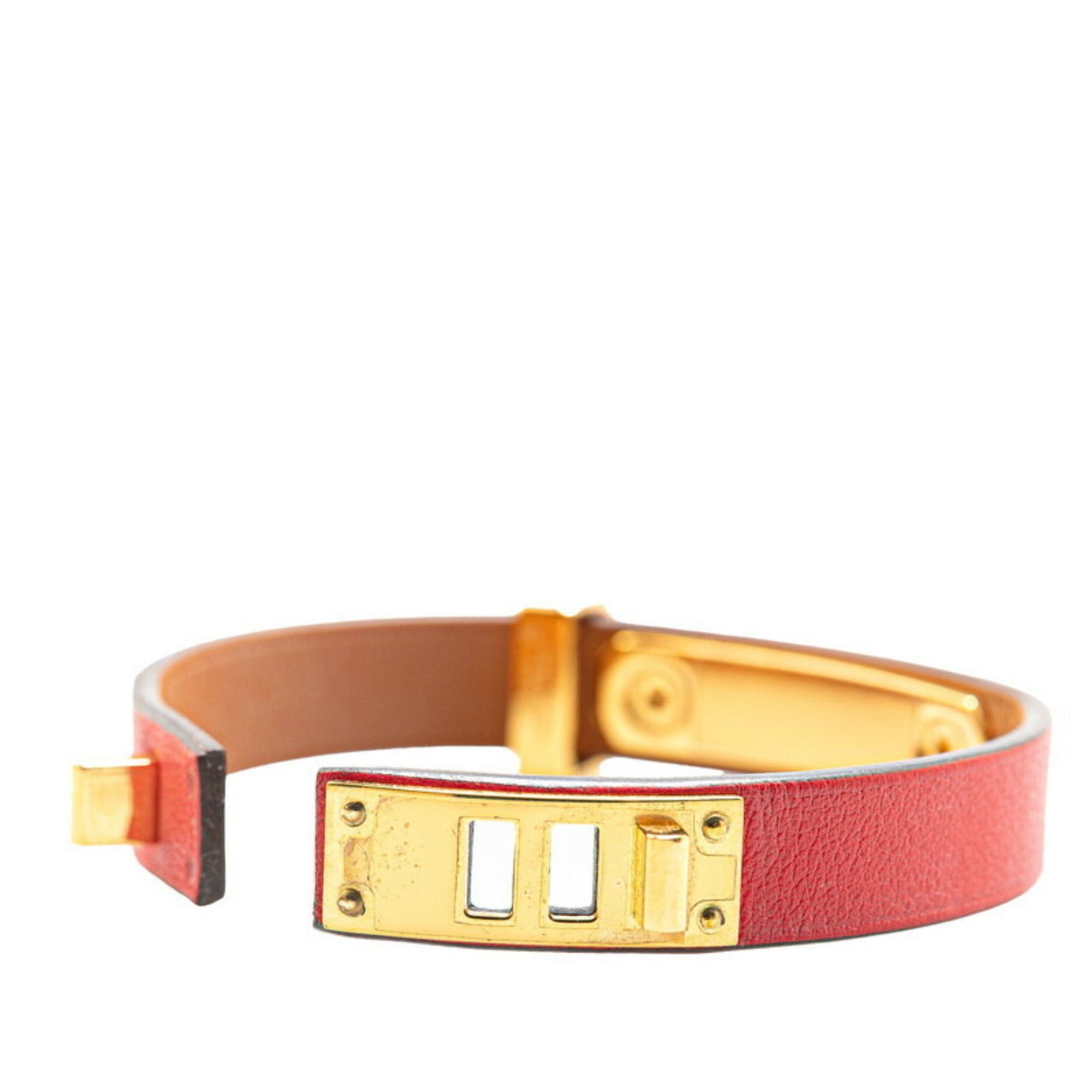 Hermes Hermes Asdukur T2 Bracelet Red Swift Plated Women's HERMES Size ONE SIZE - 4 Thumbnail