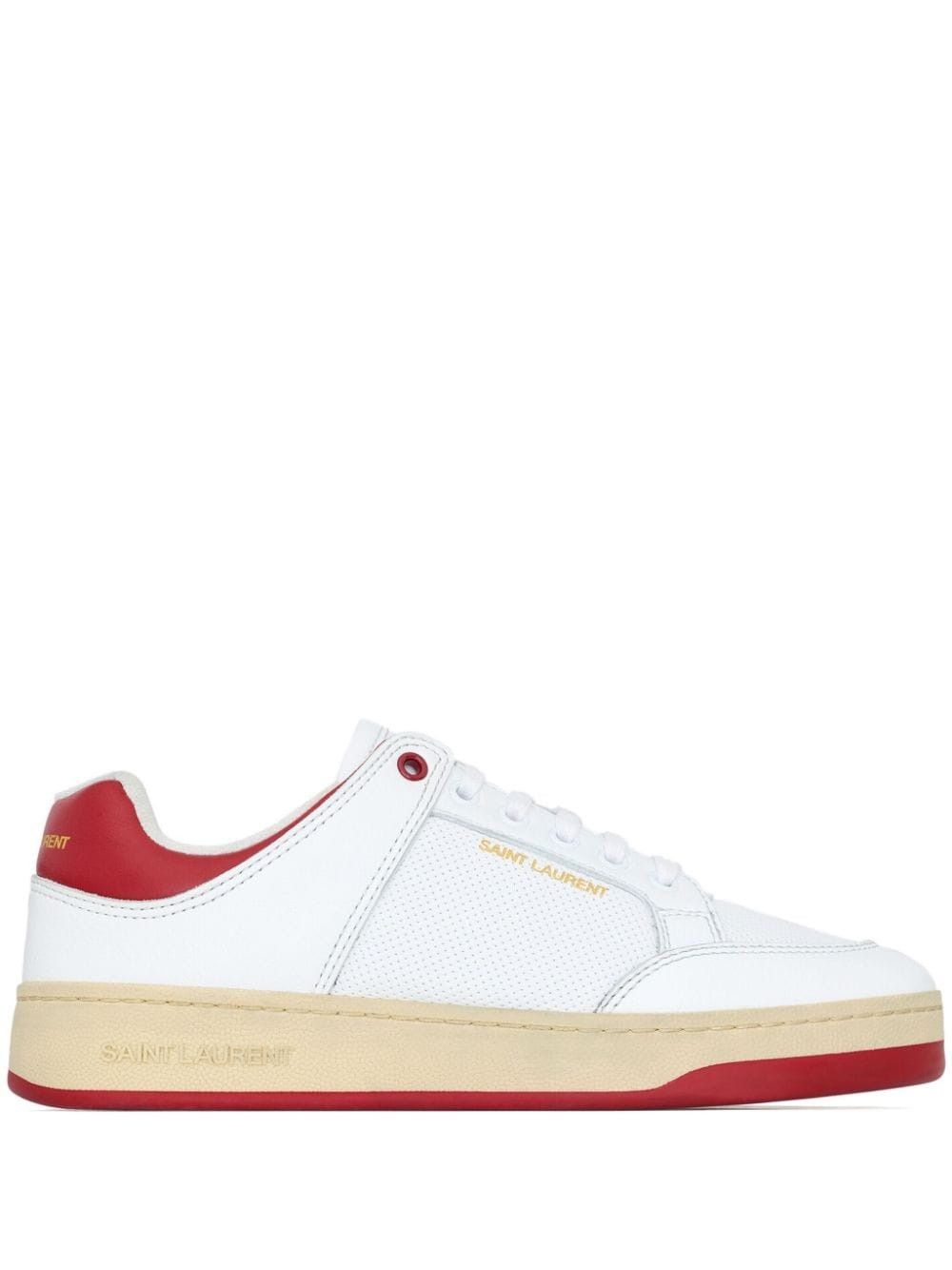 Saint Laurent Paris SL/61 lace-up sneakers in perforated leather white and red Size US 9 / IT 39 - 2 Thumbnail