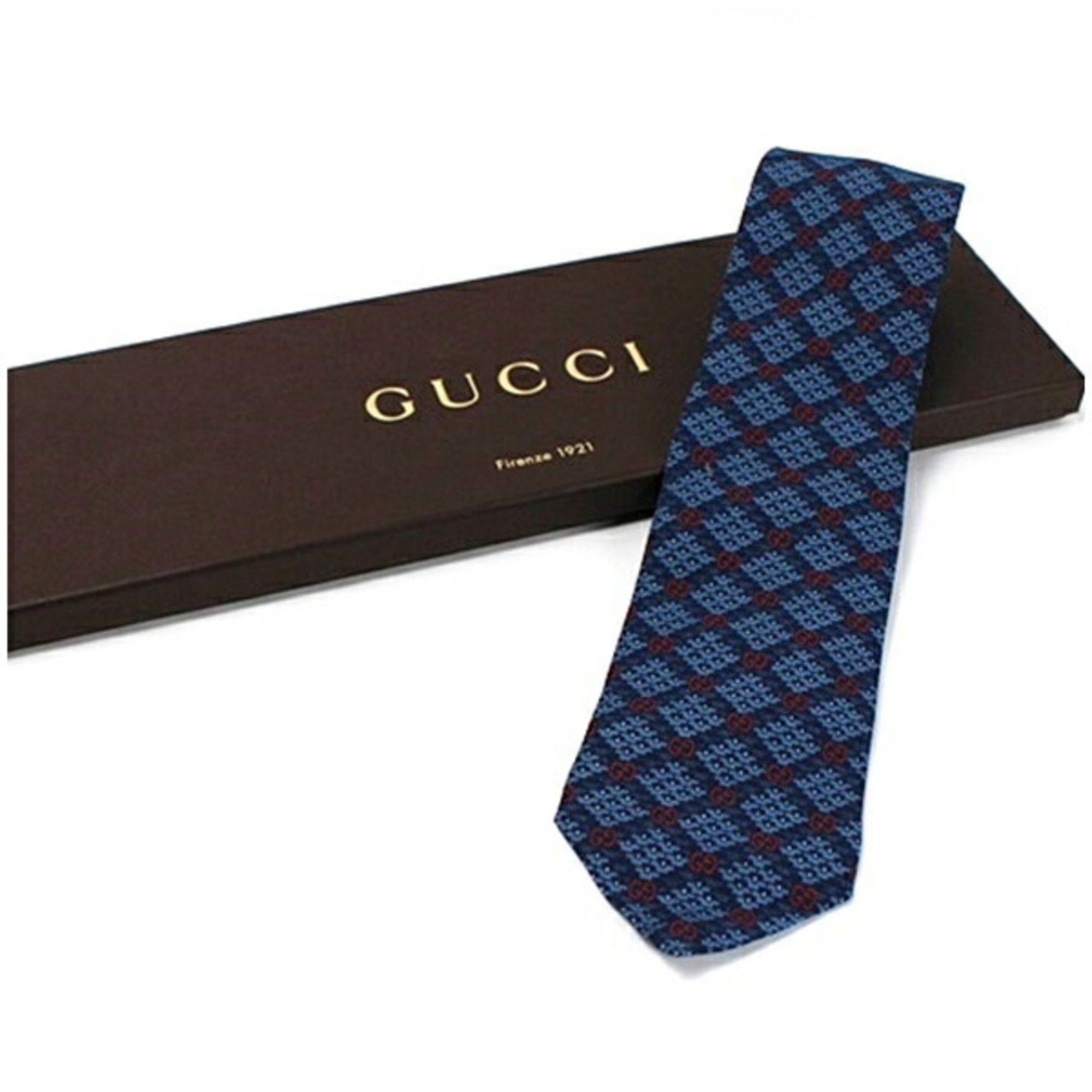 Gucci Gucci Rayon Necktie, Unused, GG Pattern, GUCCI 633992, Men's, Slim Fit Size ONE SIZE - 2 Thumbnail