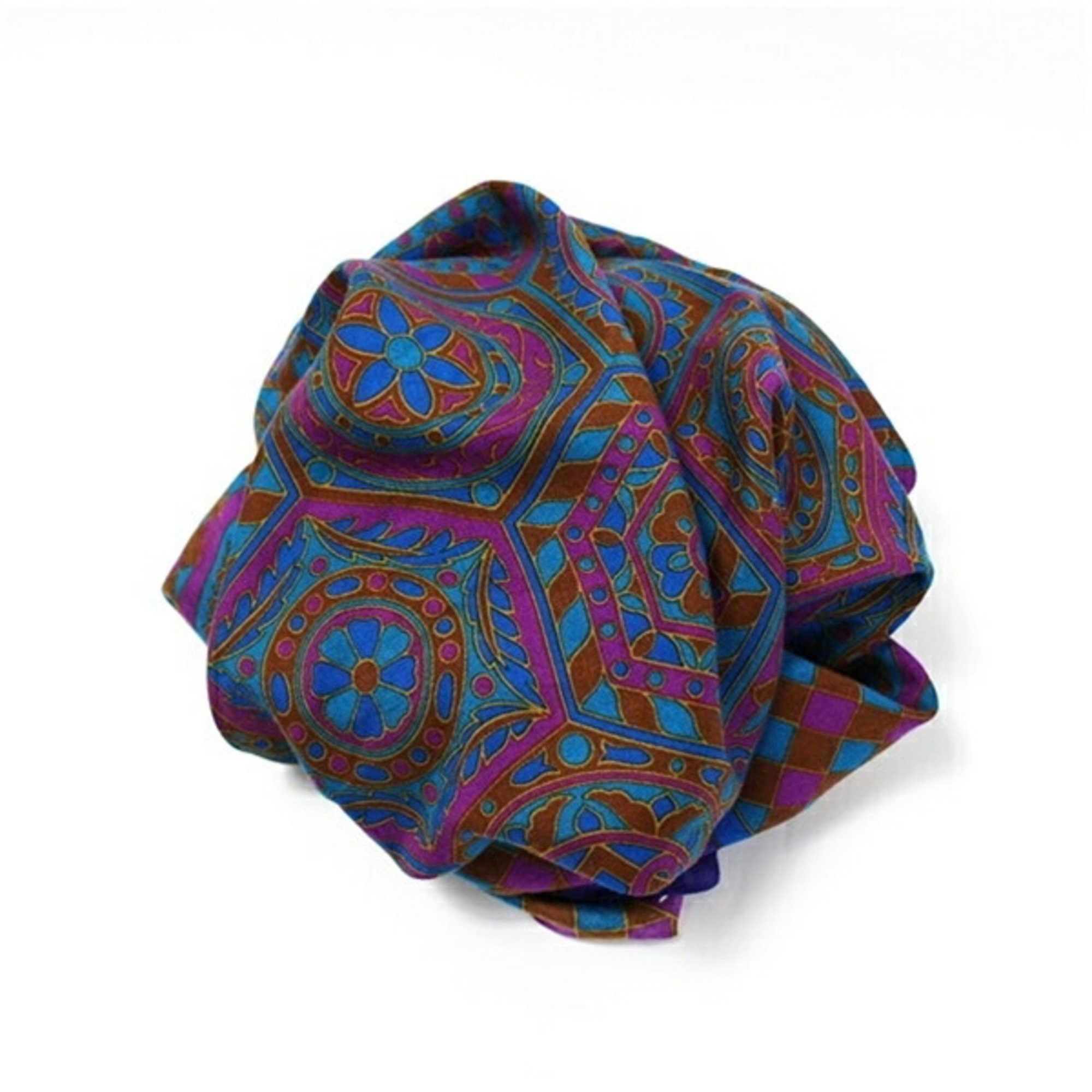 Yves Saint Laurent Yves Saint Laurent Wool Silk Large Scarf Muffler Purple x Blue YVES SAINT LAURENT Women's Size ONE SIZE - 7 Thumbnail