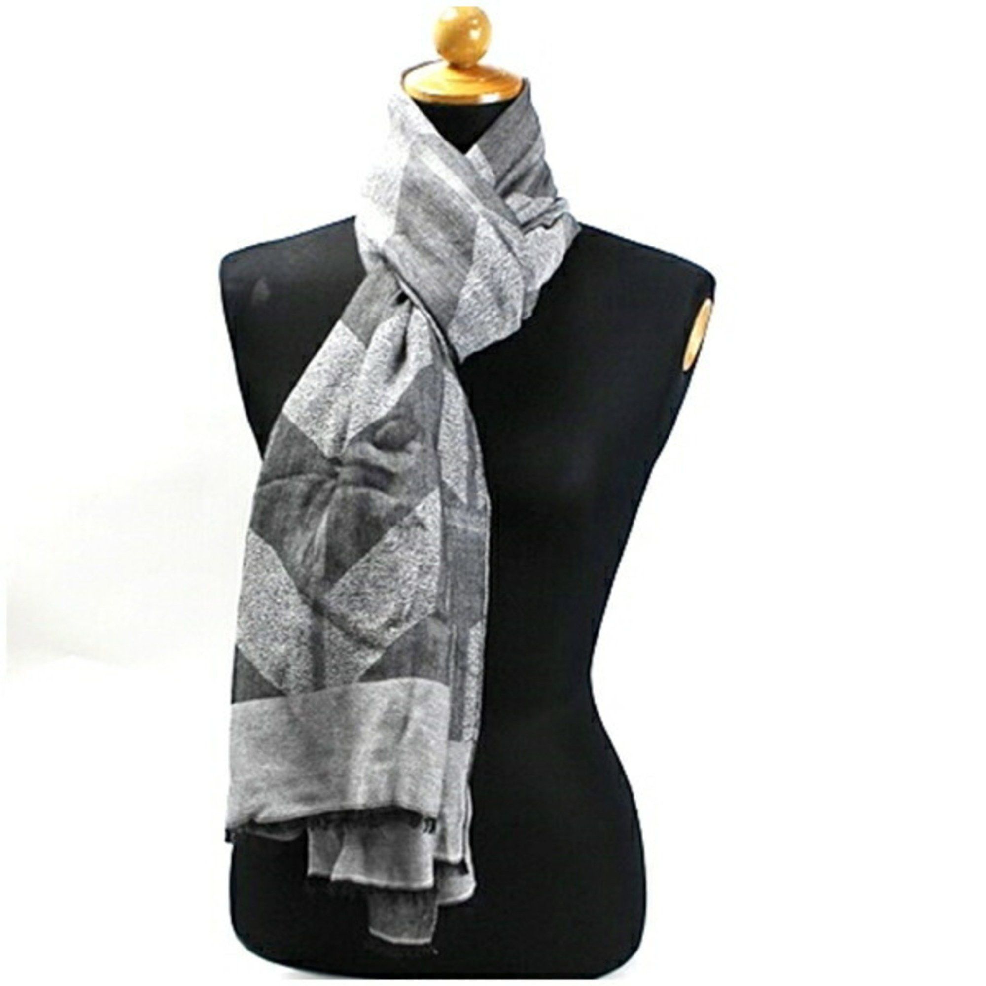 Armani Armani Collezioni Viscose Modal Scarf Grey ARMANI COLLEZIONI Women's Size ONE SIZE - 3 Thumbnail