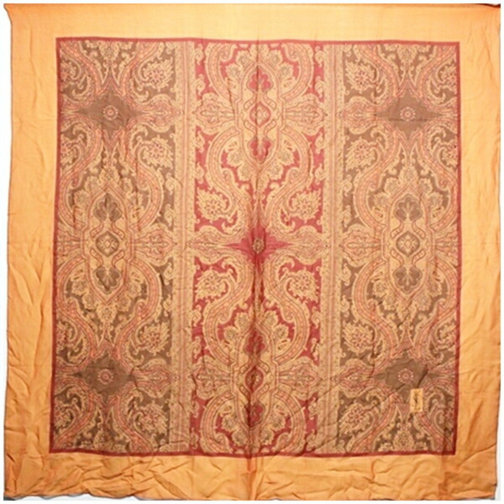 Yves Saint Laurent Yves Saint Laurent Silk Large Scarf Muffler Orange x Red YVES SAINT LAURENT Women's Size ONE SIZE - 2 Thumbnail